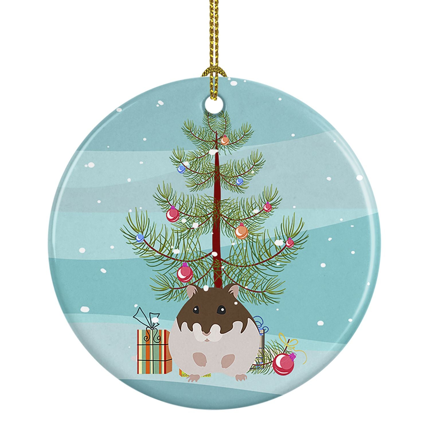 Dzungarian Hamster Merry Christmas Ceramic Ornament Christmas Tree Hanging Decorations for Home Christmas Holiday, Party, Gift, 