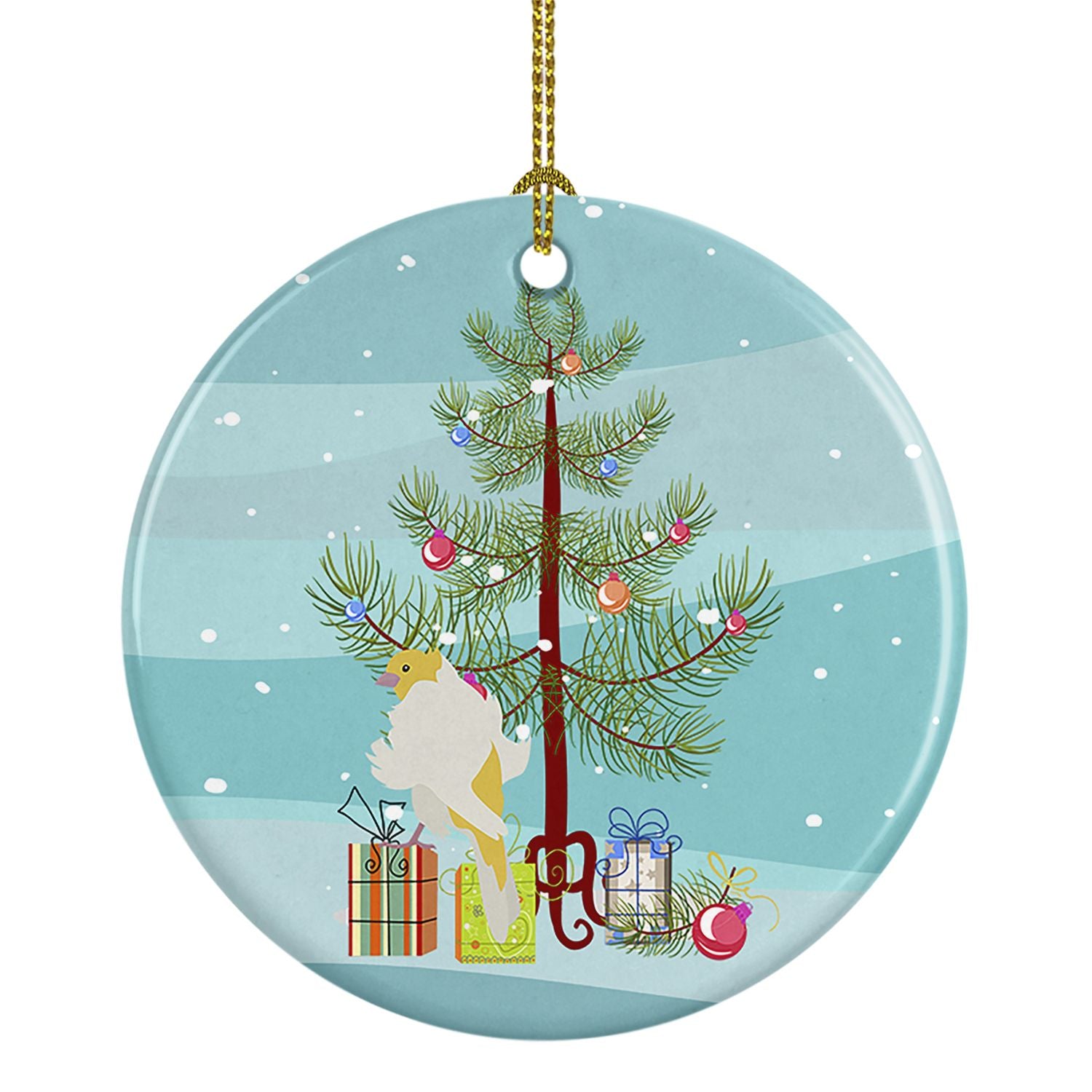 Parisian Trumpeter Canary Merry Christmas Ceramic Ornament Christmas Tree Hanging Decorations for Home Christmas Holiday, Party,