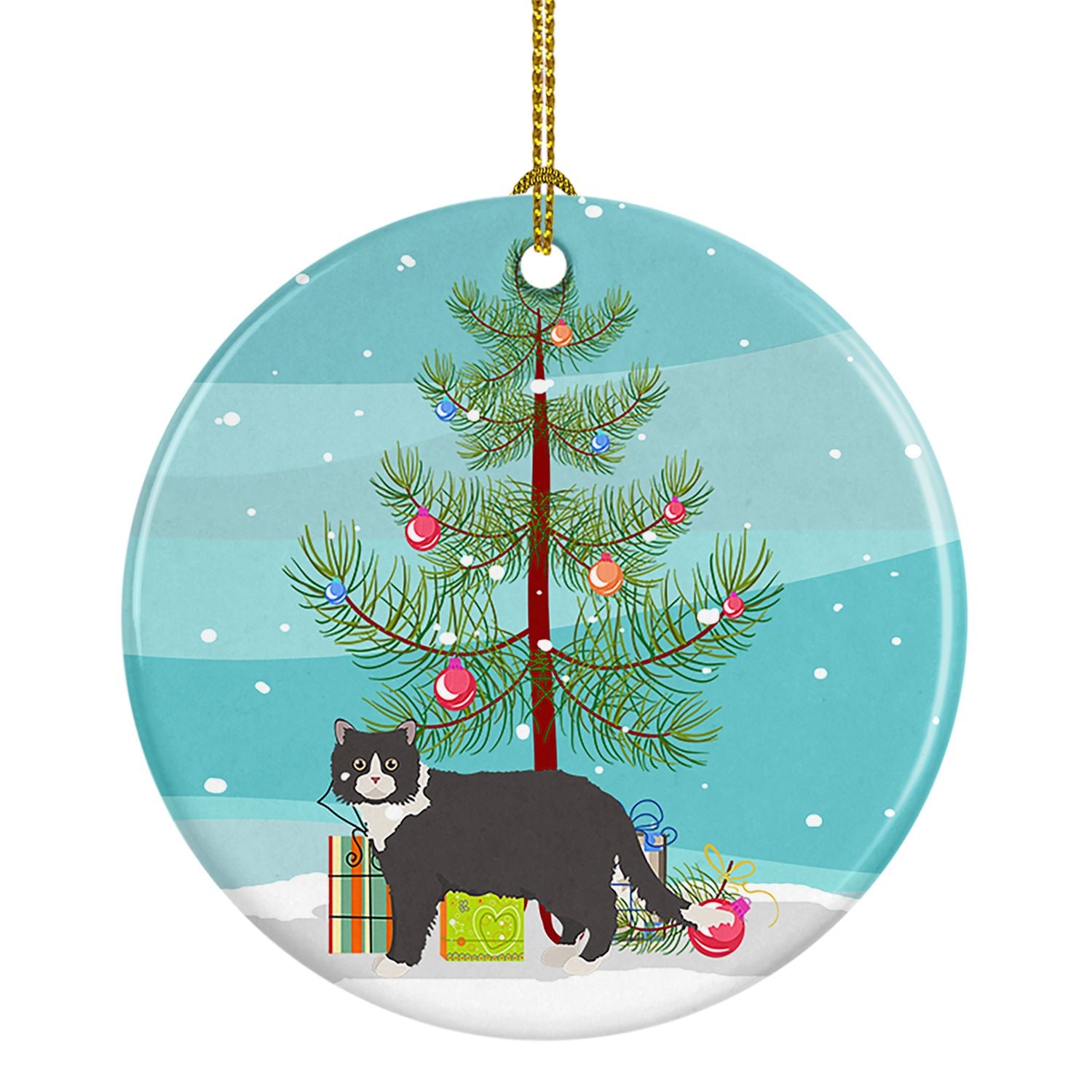 NEW Poodle Cat Cat Christmas Ceramic Ornament Christmas Tree Hanging Decorations for Home Christmas Holiday, Party, Gift, 3 in, 
