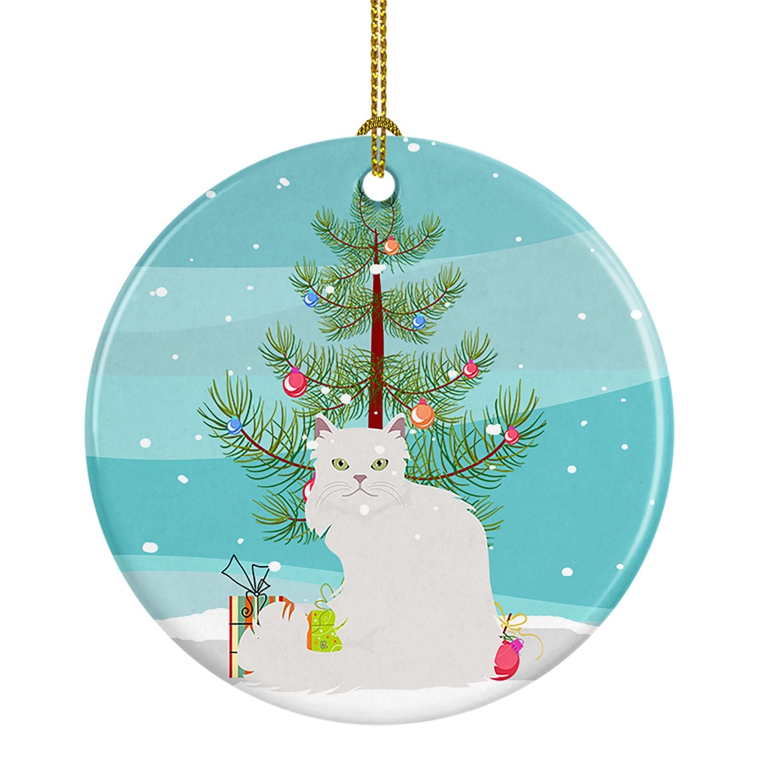 NEW Asian Semi Longhaired Cat Christmas Ceramic Ornament Christmas Tree Hanging Decorations for Home Christmas Holiday, Party, G
