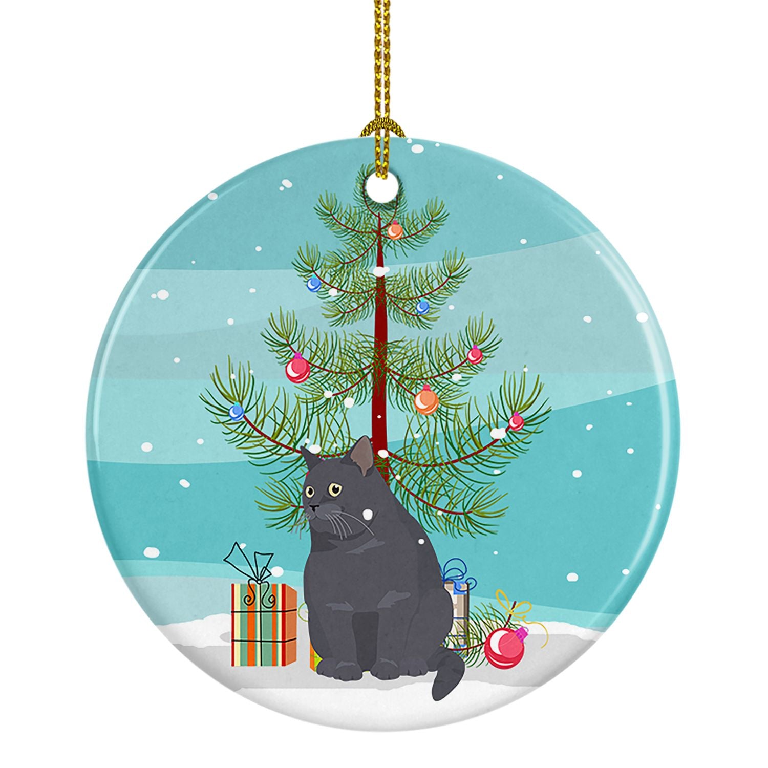 NEW British Shorthair Cat Christmas Ceramic Ornament Christmas Tree Hanging Decorations for Home Christmas Holiday, Party, Gift,