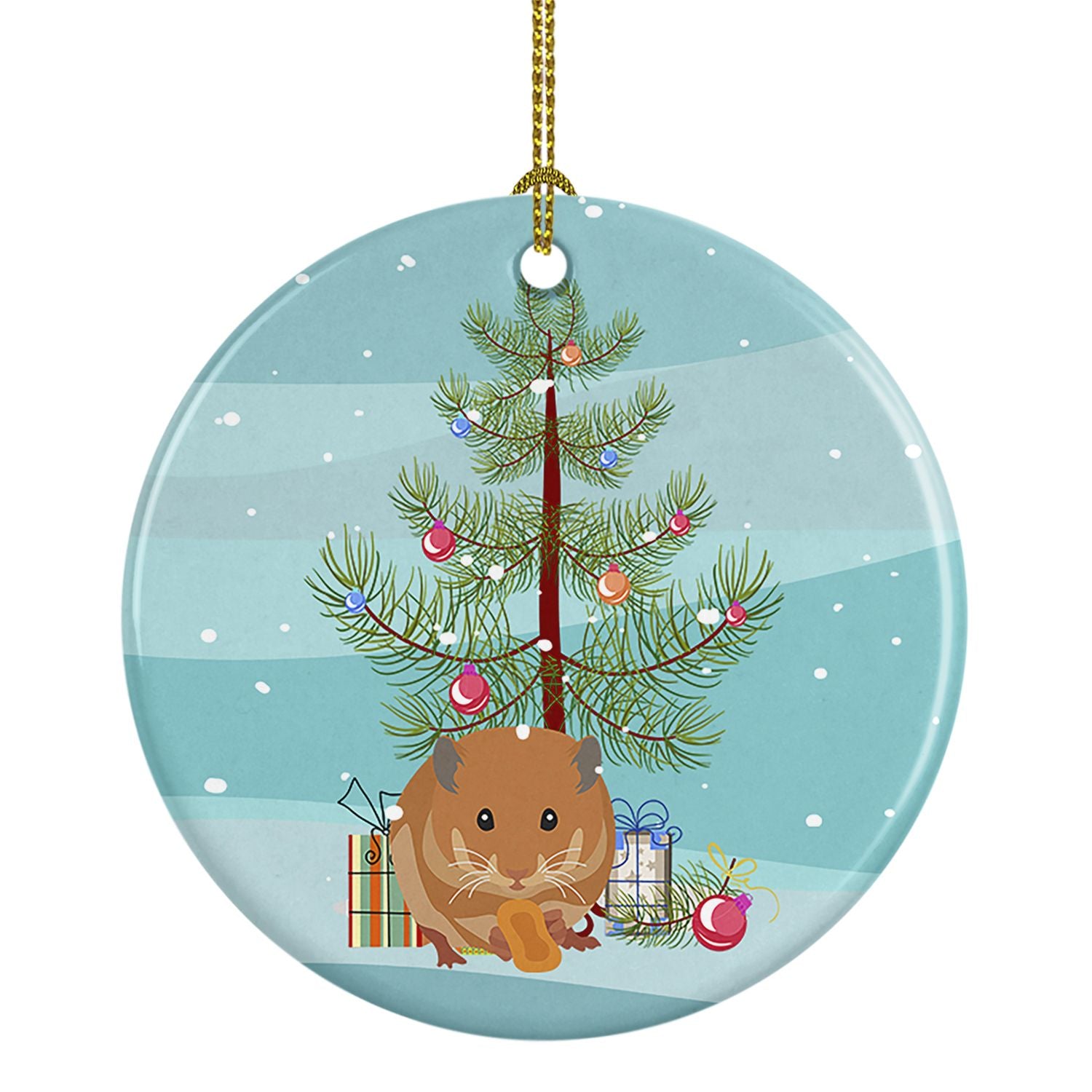 Teddy Bear Hamster Merry Christmas Ceramic Ornament Christmas Tree Hanging Decorations for Home Christmas Holiday, Party, Gift, 