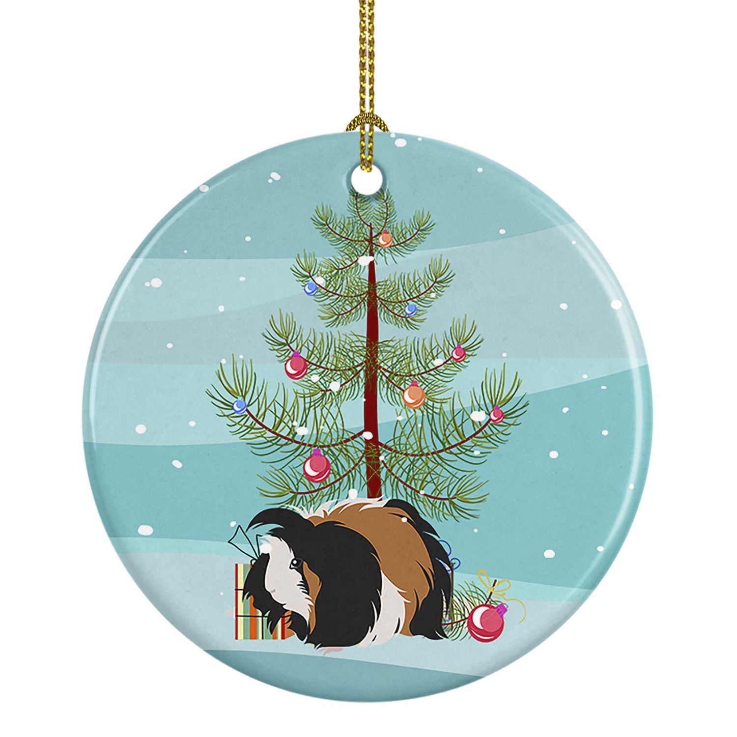 Sheba Guinea Pig Merry Christmas Ceramic Ornament Christmas Tree Hanging Decorations for Home Christmas Holiday, Party, Gift, 3 