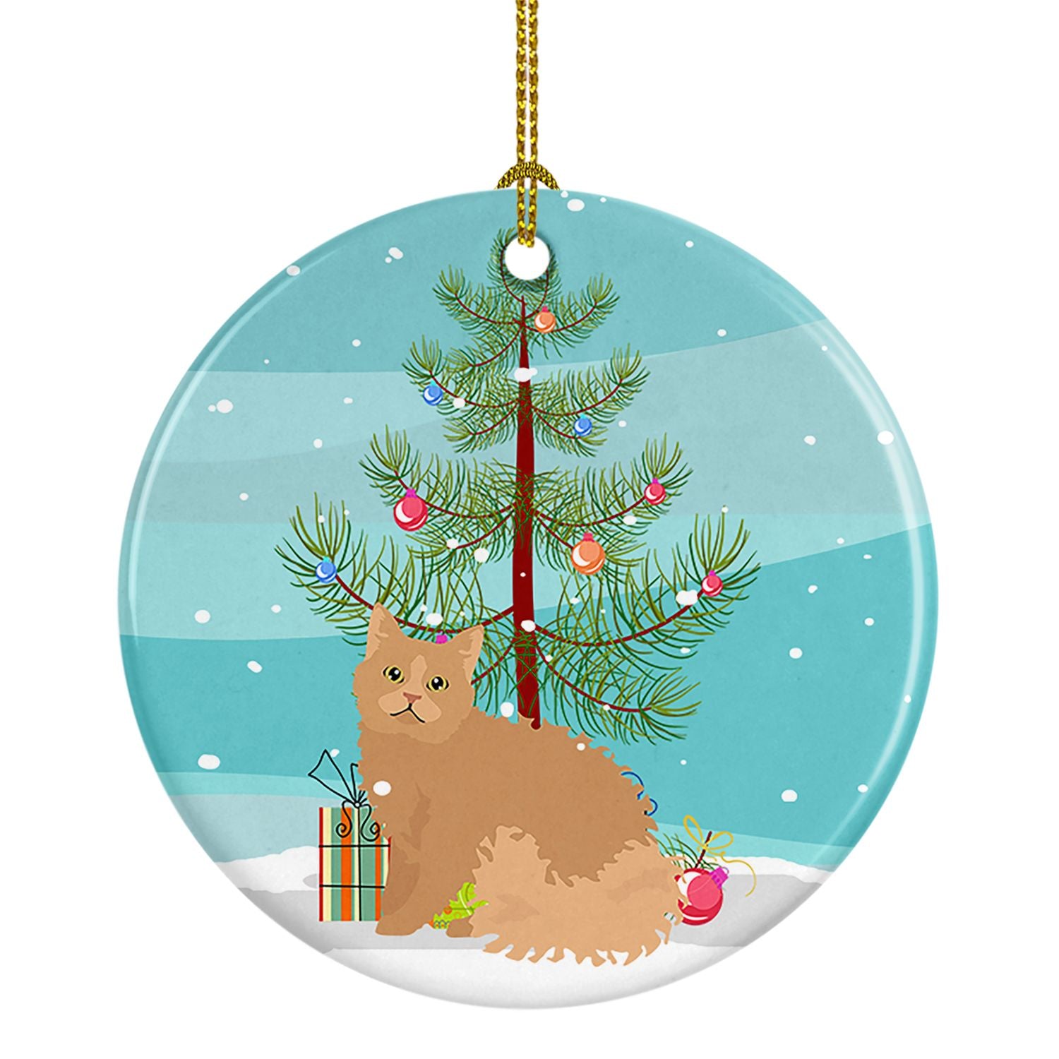 NEW Selkirk Rex Cat Christmas Ceramic Ornament Christmas Tree Hanging Decorations for Home Christmas Holiday, Party, Gift, 3 in,