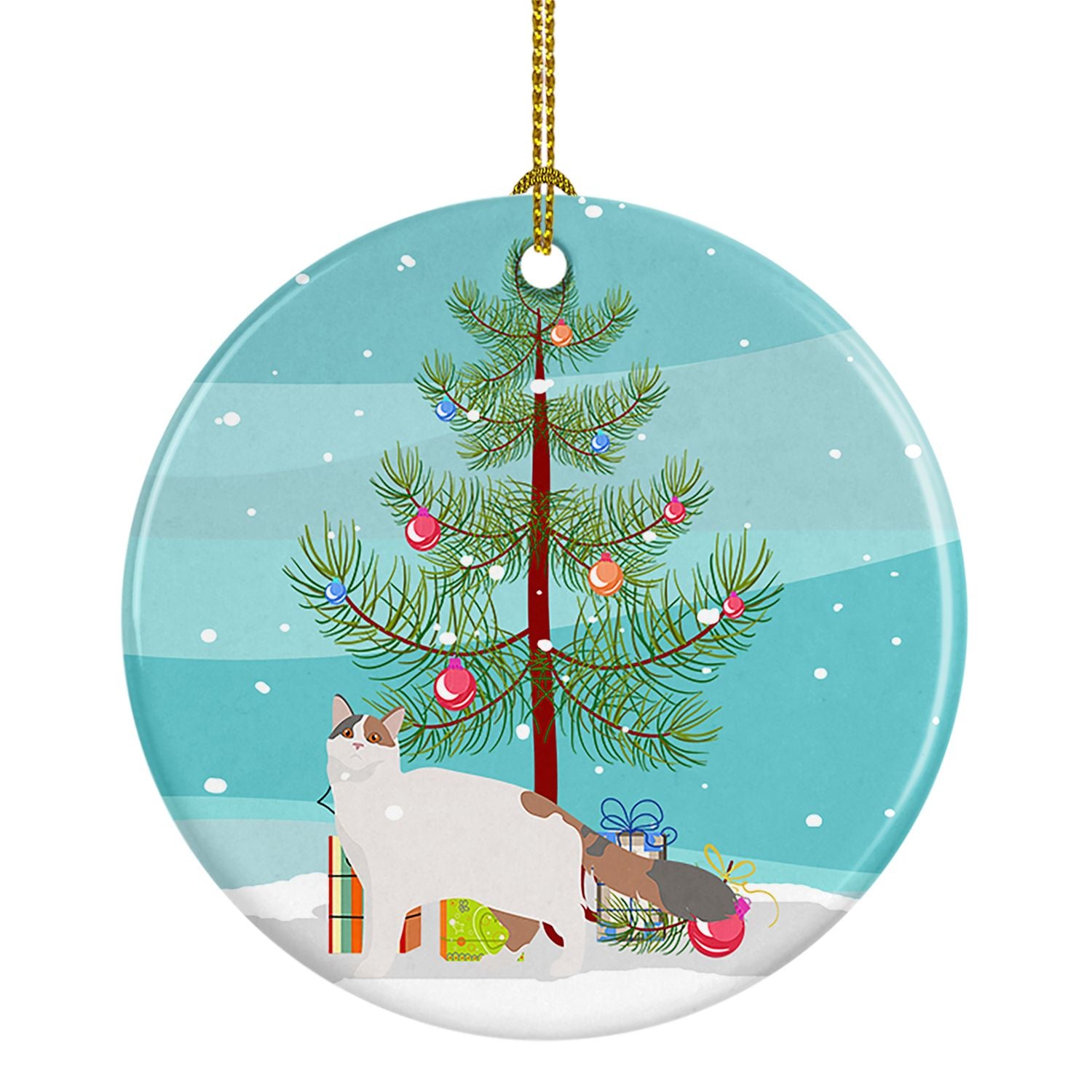 NEW Turkish Van Cat Christmas Ceramic Ornament Christmas Tree Hanging Decorations for Home Christmas Holiday, Party, Gift, 3 in,