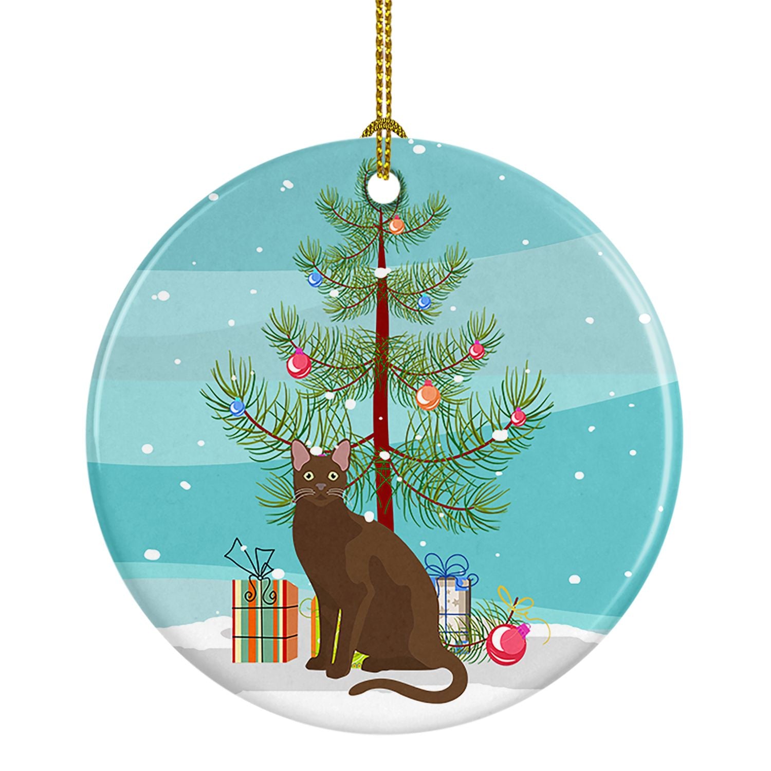 NEW Havana Brown Cat Christmas Ceramic Ornament Christmas Tree Hanging Decorations for Home Christmas Holiday, Party, Gift, 3 in