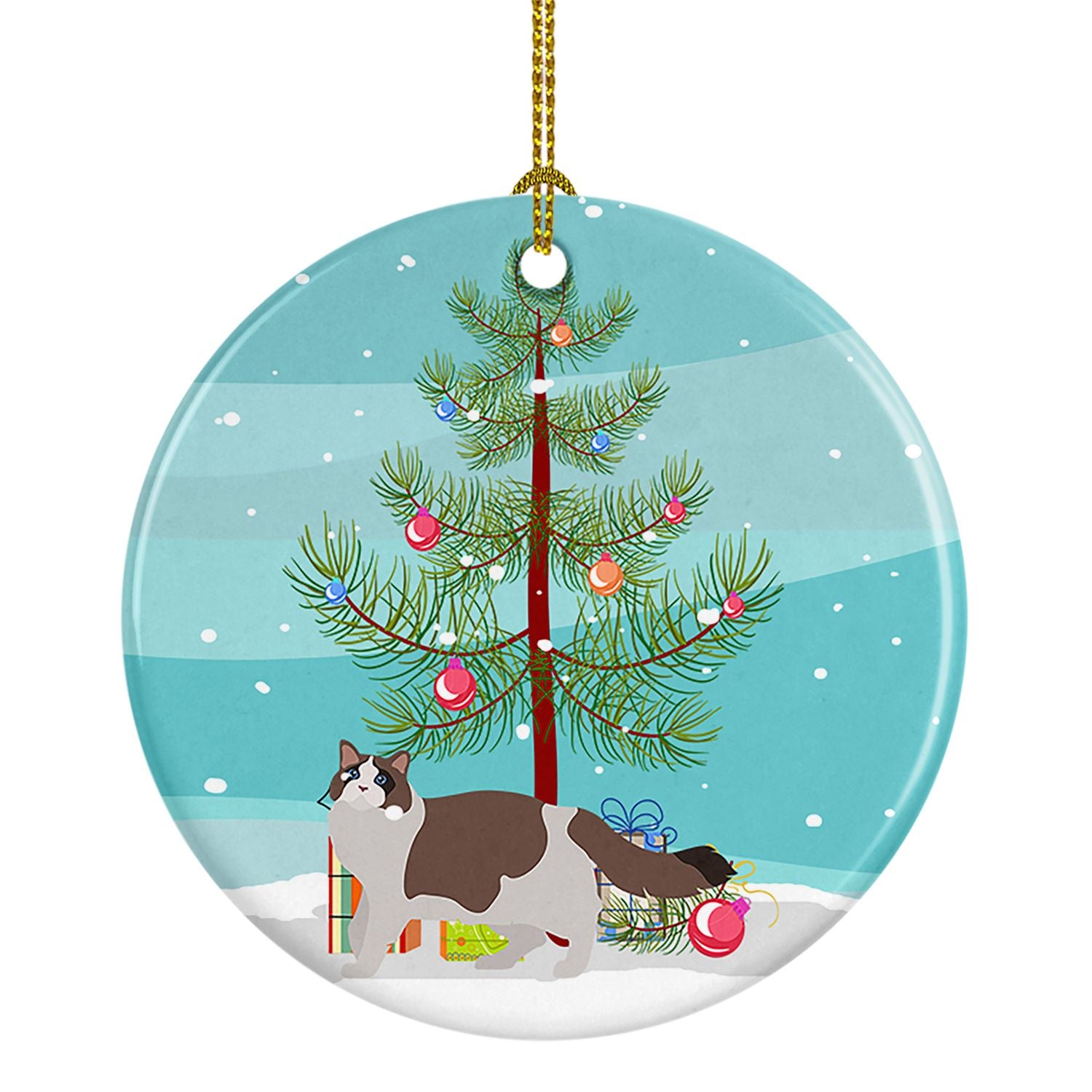NEW Ragdoll Cat Christmas Ceramic Ornament Christmas Tree Hanging Decorations for Home Christmas Holiday, Party, Gift, 3 in, Mul