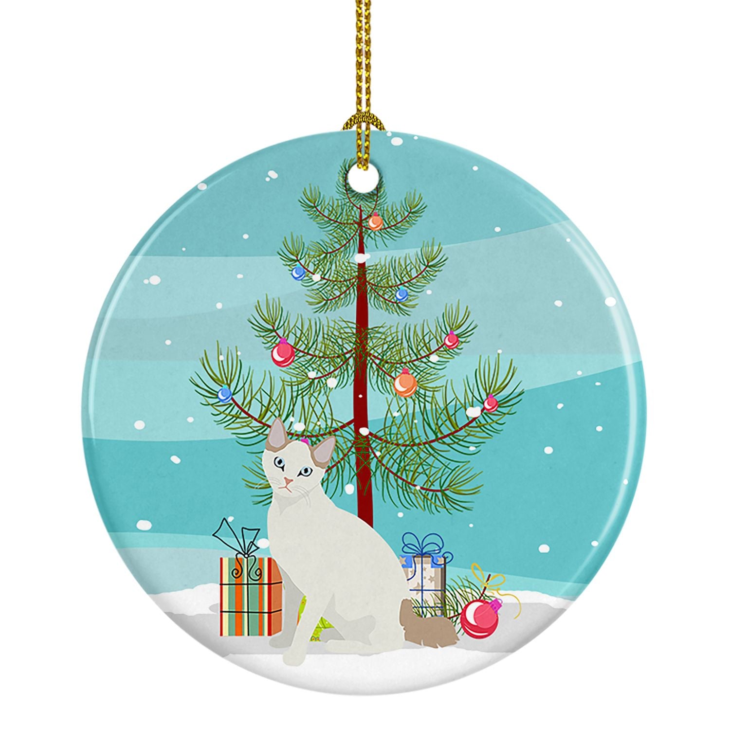 NEW Korean Bobtail Cat Christmas Ceramic Ornament Christmas Tree Hanging Decorations for Home Christmas Holiday, Party, Gift, 3 