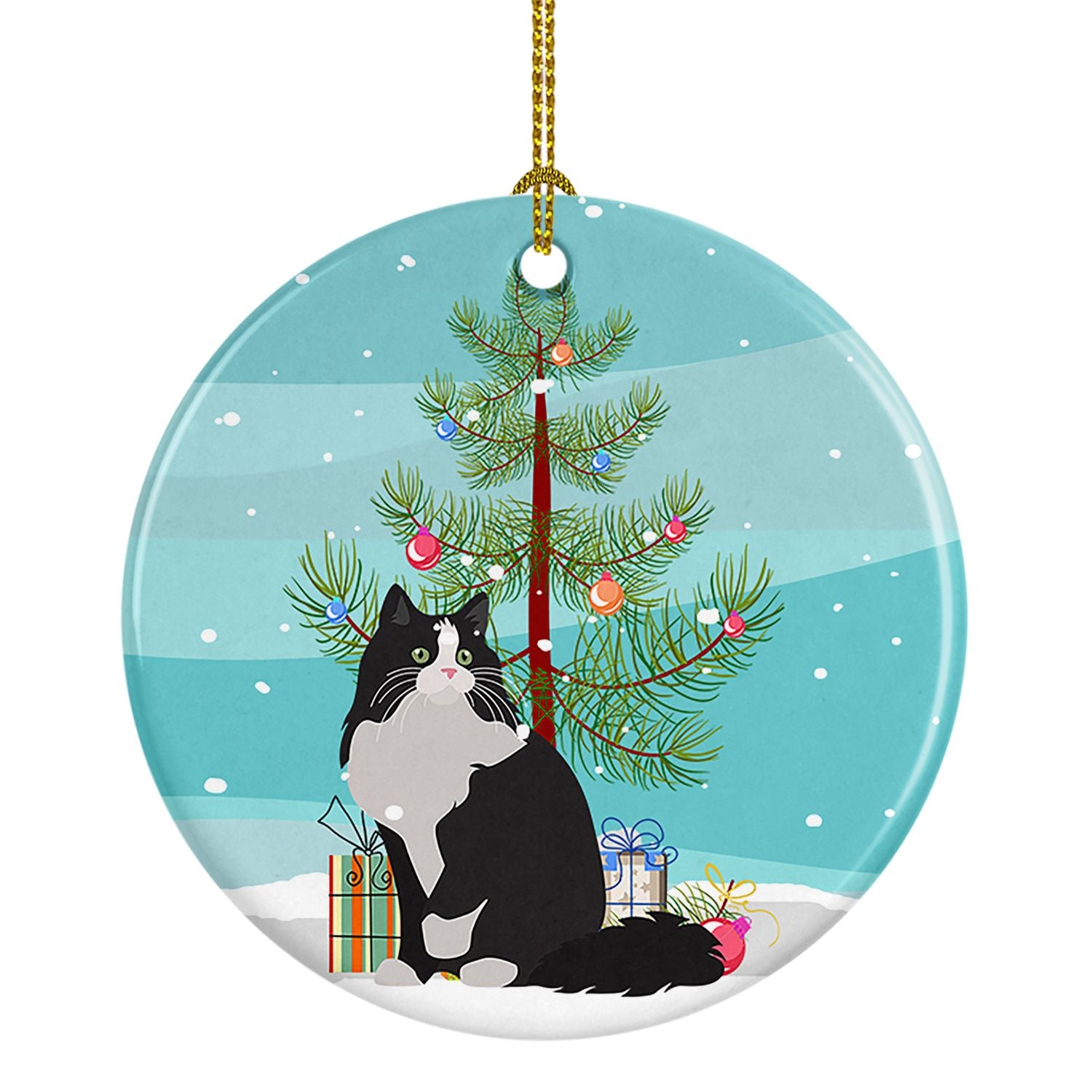 NEW Ragamuffin Cat Christmas Ceramic Ornament Christmas Tree Hanging Decorations for Home Christmas Holiday, Party, Gift, 3 in, 