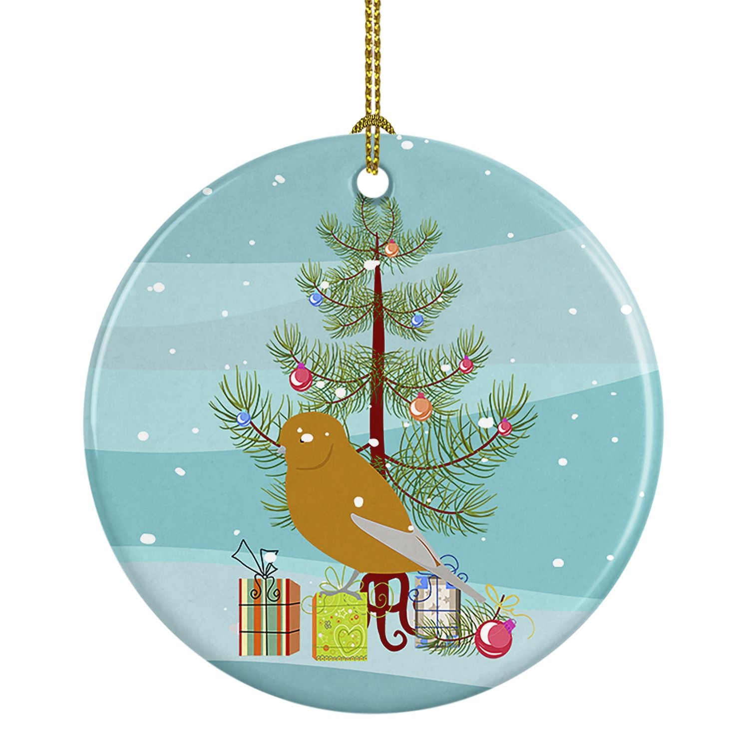Norwich Canary Merry Christmas Ceramic Ornament Christmas Tree Hanging Decorations for Home Christmas Holiday, Party, Gift, 3 in