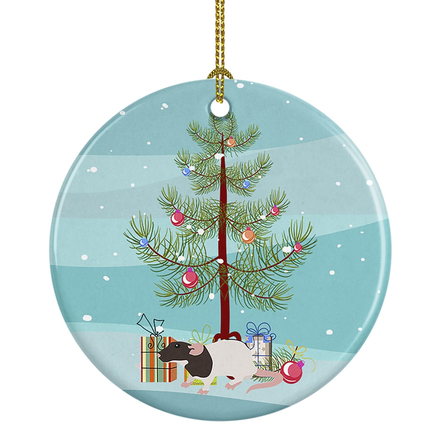 Dumbo Rat Merry Christmas Ceramic Ornament Christmas Tree Hanging Decorations for Home Christmas Holiday, Party, Gift, 3 in, Mul