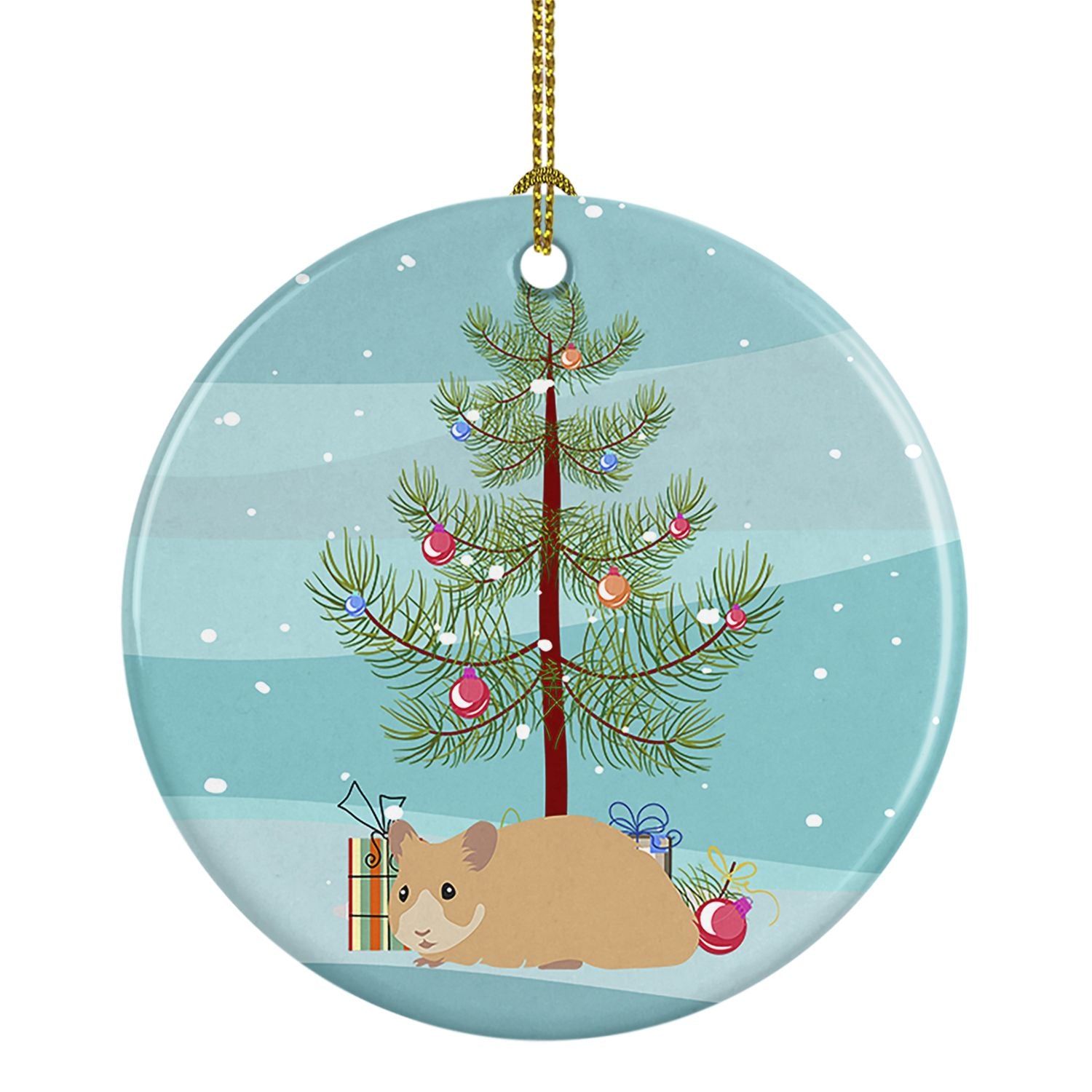 Syrian Golden Hamster Merry Christmas Ceramic Ornament Christmas Tree Hanging Decorations for Home Christmas Holiday, Party, Gif