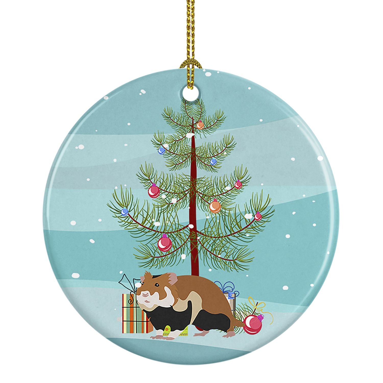 European Hamster Merry Christmas Ceramic Ornament Christmas Tree Hanging Decorations for Home Christmas Holiday, Party, Gift, 3 