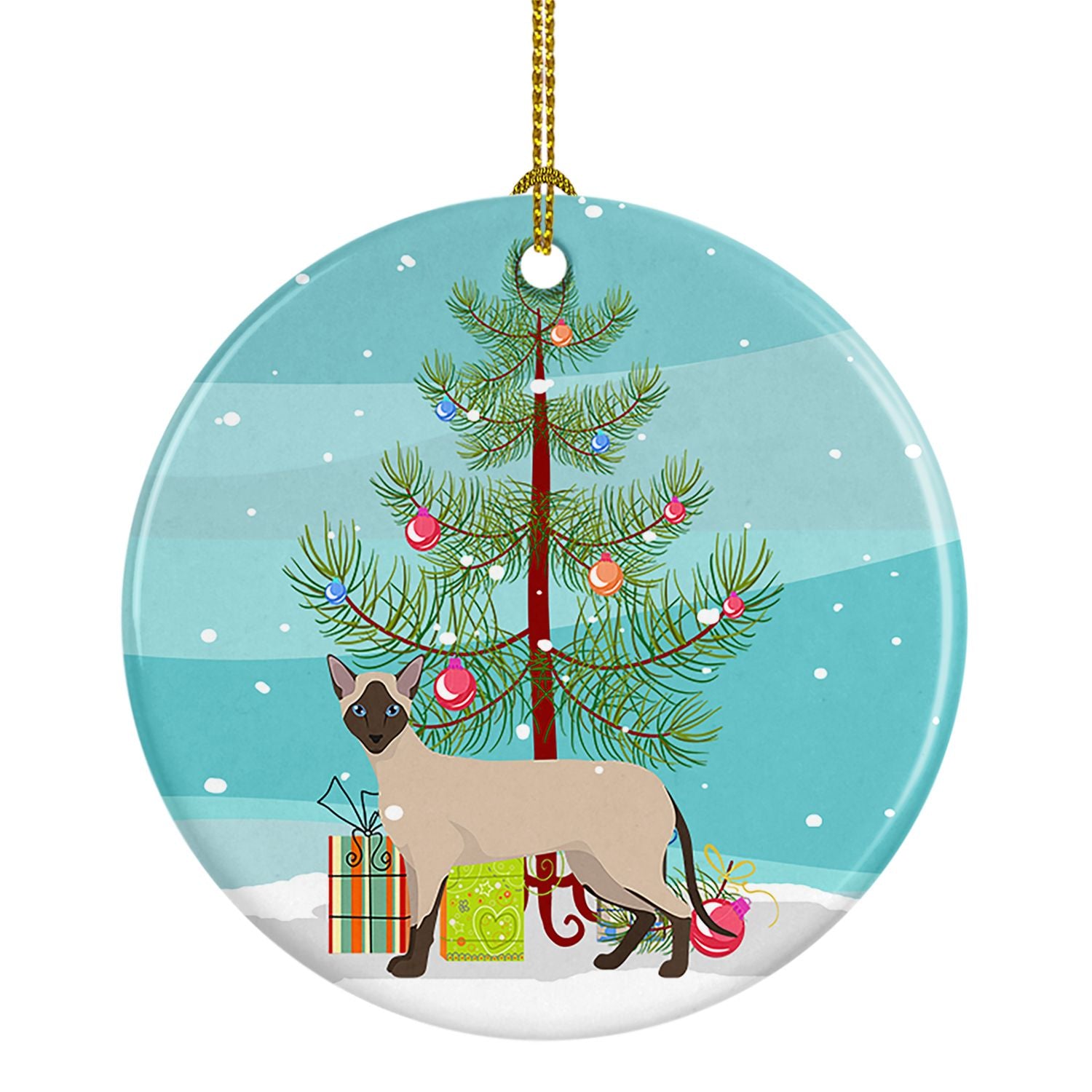 NEW Siamese Modern Cat Christmas Ceramic Ornament Christmas Tree Hanging Decorations for Home Christmas Holiday, Party, Gift, 3 