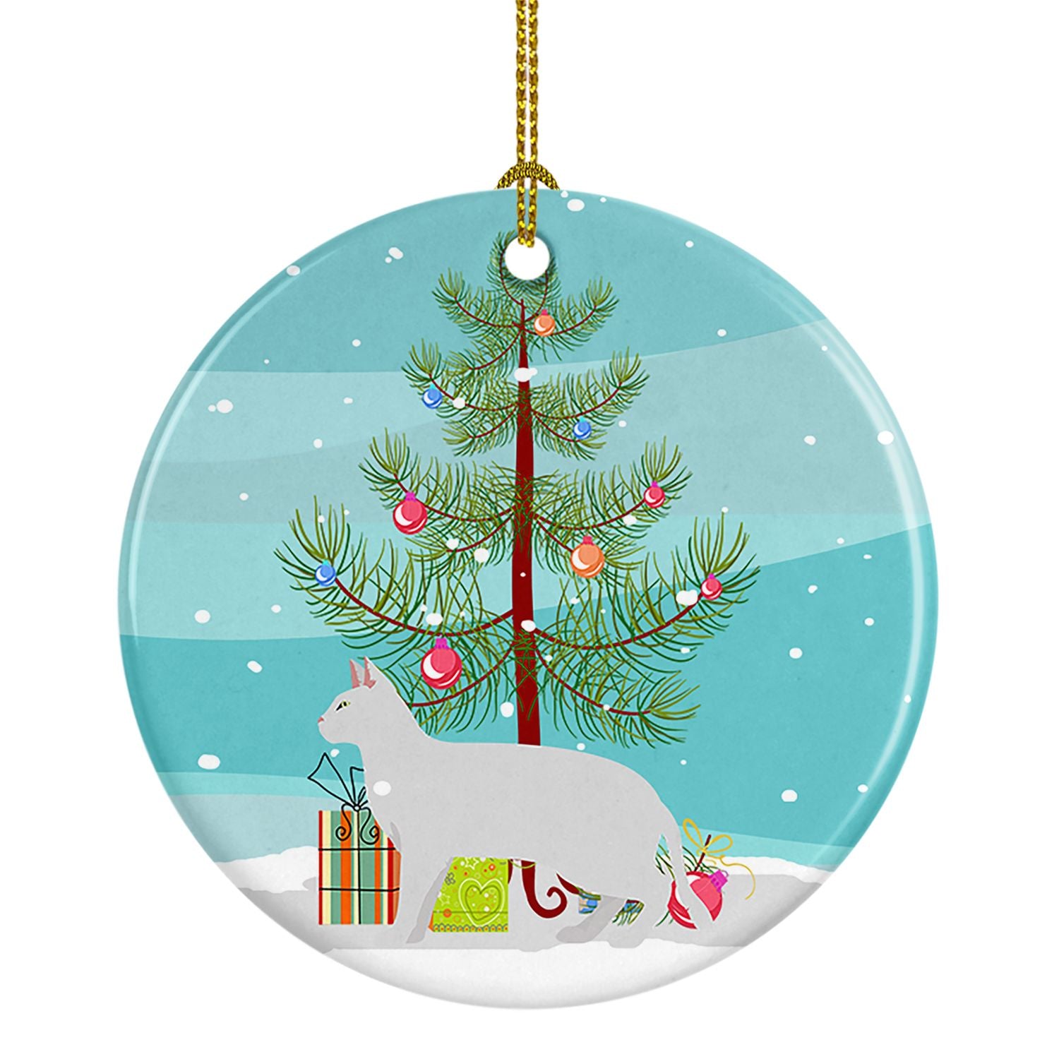 NEW Russian White Black Cat Christmas Ceramic Ornament Christmas Tree Hanging Decorations for Home Christmas Holiday, Party, Gif