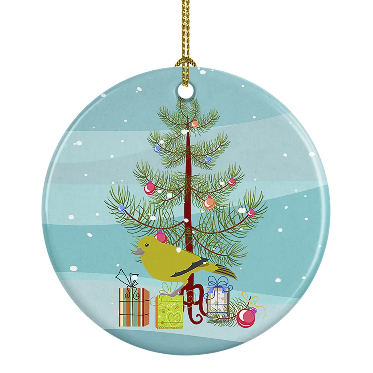 London Canary Merry Christmas Ceramic Ornament Christmas Tree Hanging Decorations for Home Christmas Holiday, Party, Gift, 3 in,