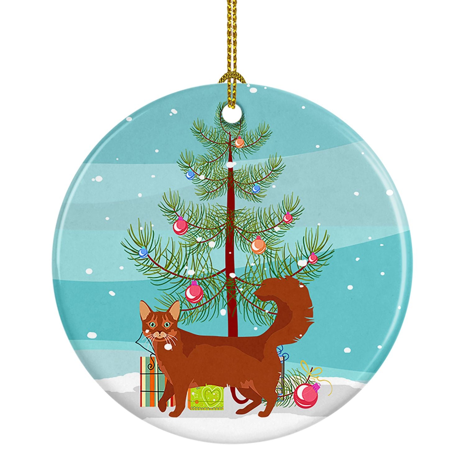 NEW Somali Cat Christmas Ceramic Ornament Christmas Tree Hanging Decorations for Home Christmas Holiday, Party, Gift, 3 in, Mult