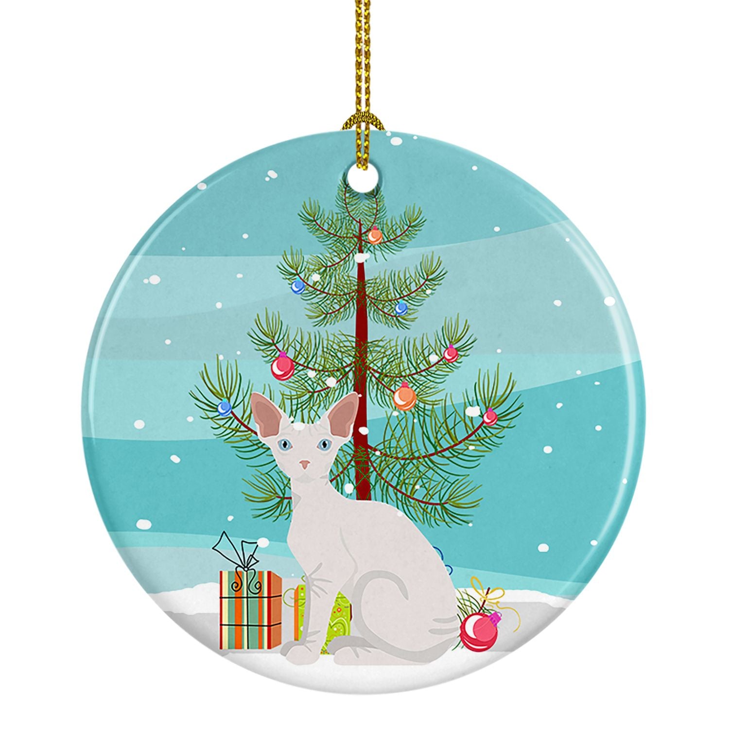 NEW Sphynx Cat Christmas Ceramic Ornament Christmas Tree Hanging Decorations for Home Christmas Holiday, Party, Gift, 3 in, Mult