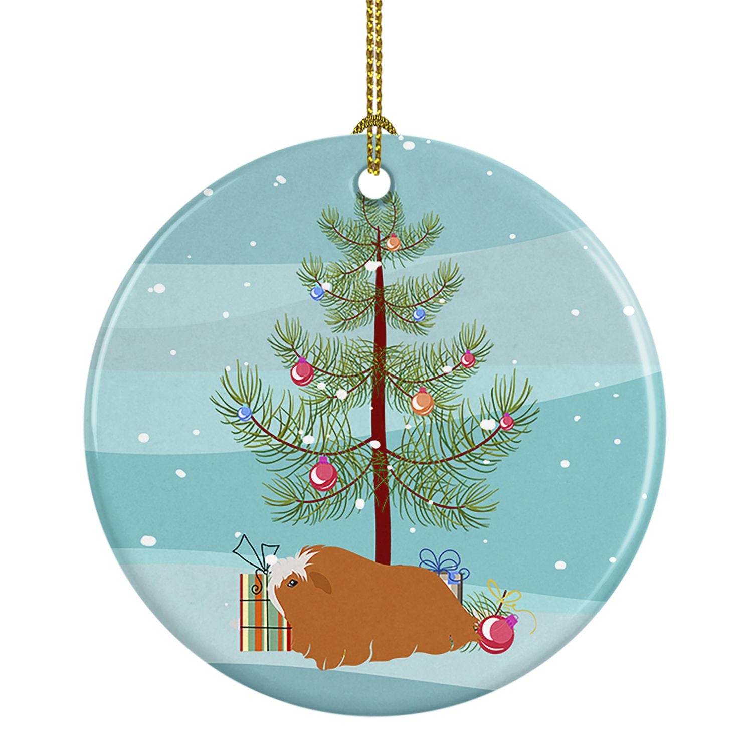 Peruvian Guinea Pig Merry Christmas Ceramic Ornament Christmas Tree Hanging Decorations for Home Christmas Holiday, Party, Gift,