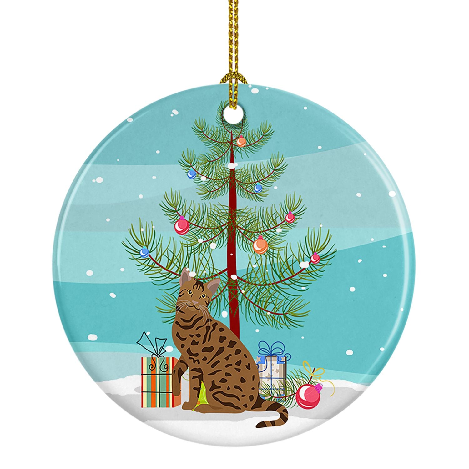 NEW Ocicat Cat Christmas Ceramic Ornament Christmas Tree Hanging Decorations for Home Christmas Holiday, Party, Gift, 3 in, Mult