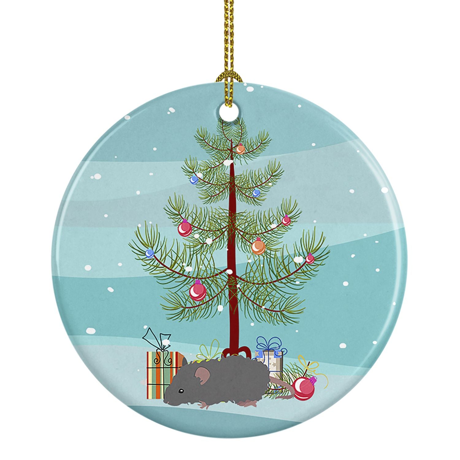 Australian Long Coated Mouse Merry Christmas Ceramic Ornament Christmas Tree Hanging Decorations for Home Christmas Holiday, Par