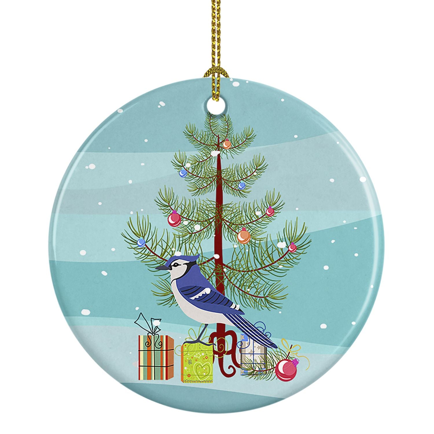 Jay Bird Merry Christmas Ceramic Ornament Christmas Tree Hanging Decorations for Home Christmas Holiday, Party, Gift, 3 in, Mult