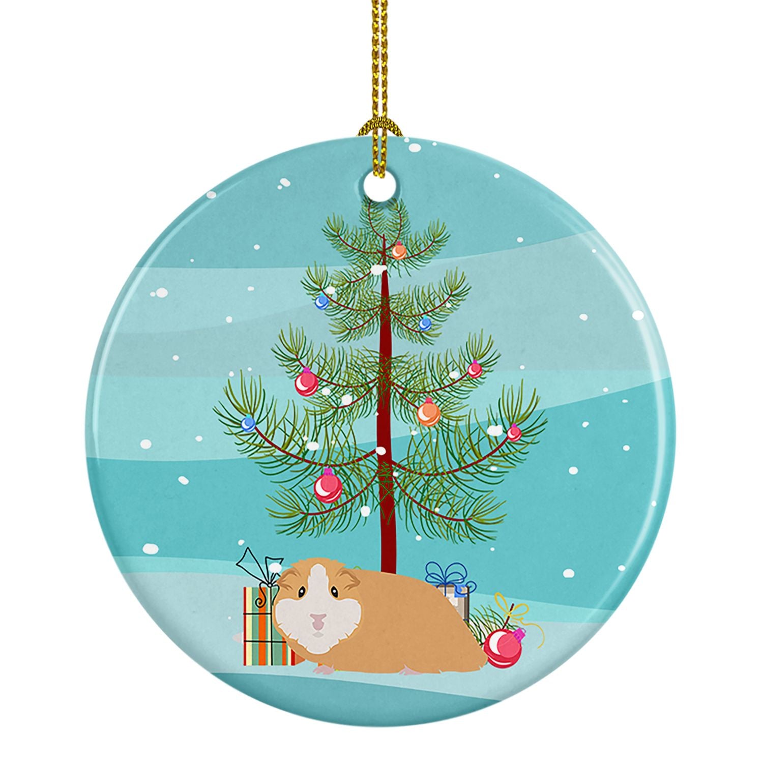 American Guinea Pig Merry Christmas Ceramic Ornament Christmas Tree Hanging Decorations for Home Christmas Holiday, Party, Gift,