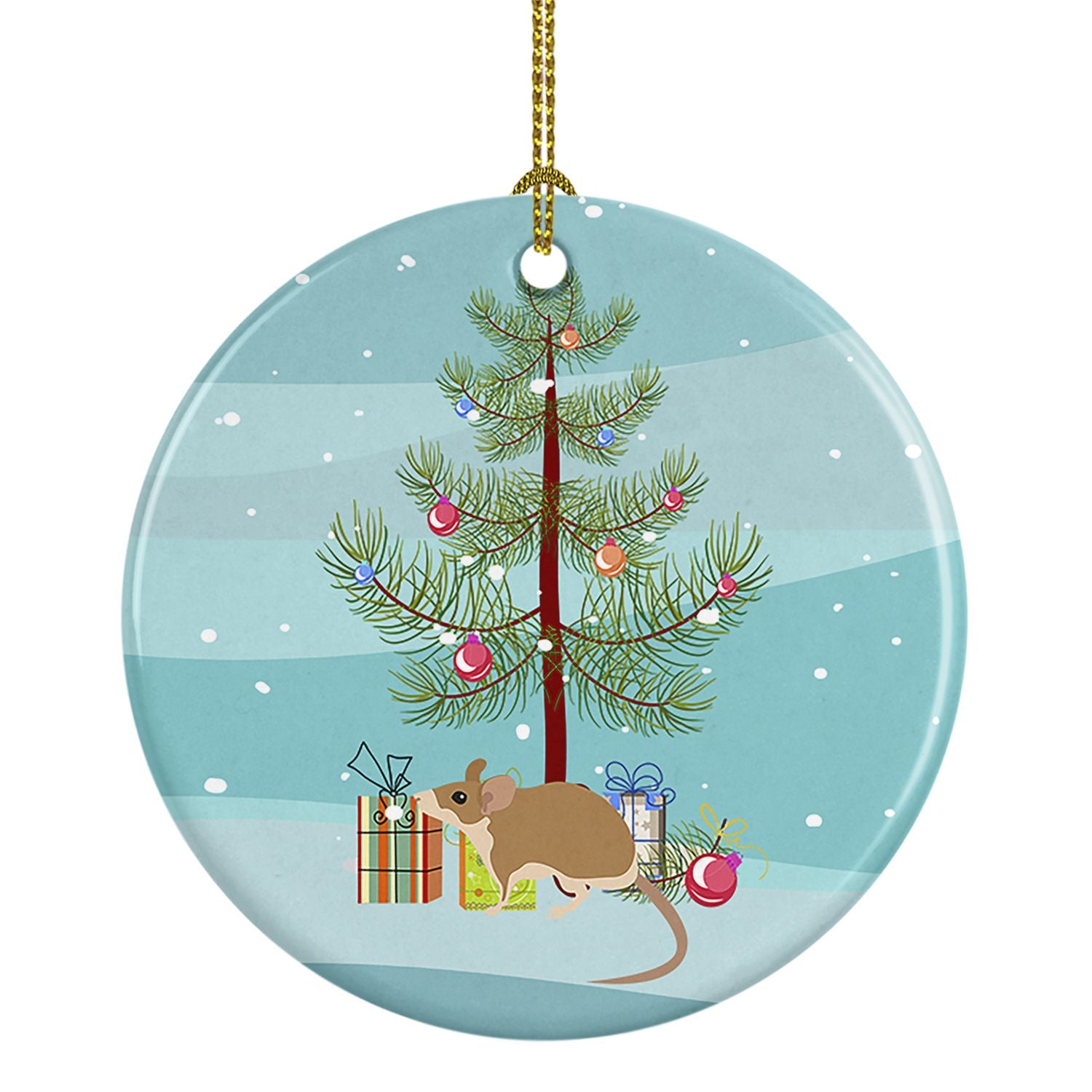 Spiny Mouse Merry Christmas Ceramic Ornament Christmas Tree Hanging Decorations for Home Christmas Holiday, Party, Gift, 3 in, M