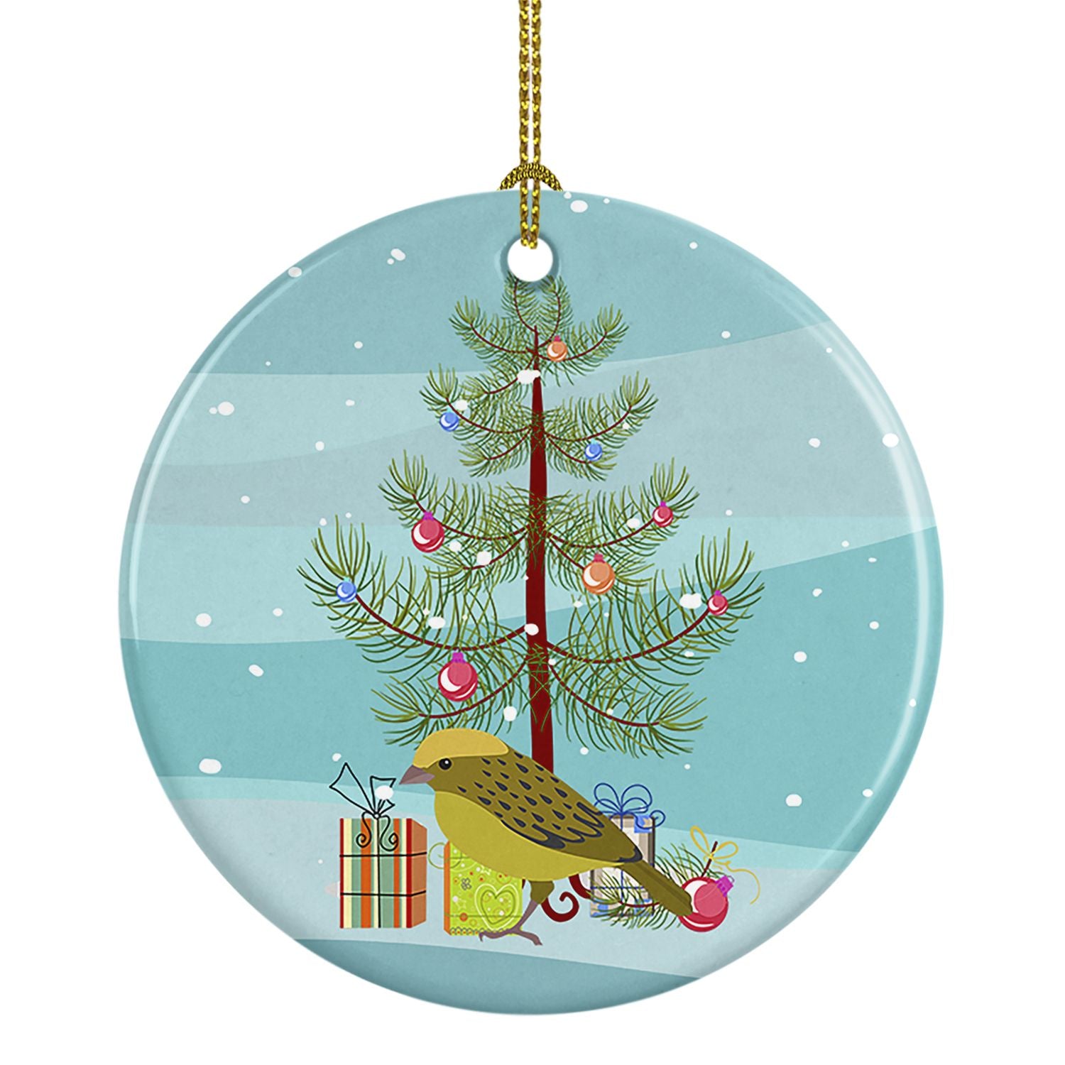 Lizard Canary Merry Christmas Ceramic Ornament Christmas Tree Hanging Decorations for Home Christmas Holiday, Party, Gift, 3 in,