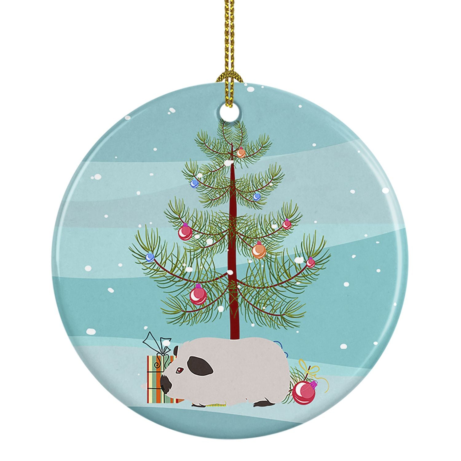 Himalayan Guinea Pig Merry Christmas Ceramic Ornament Christmas Tree Hanging Decorations for Home Christmas Holiday, Party, Gift