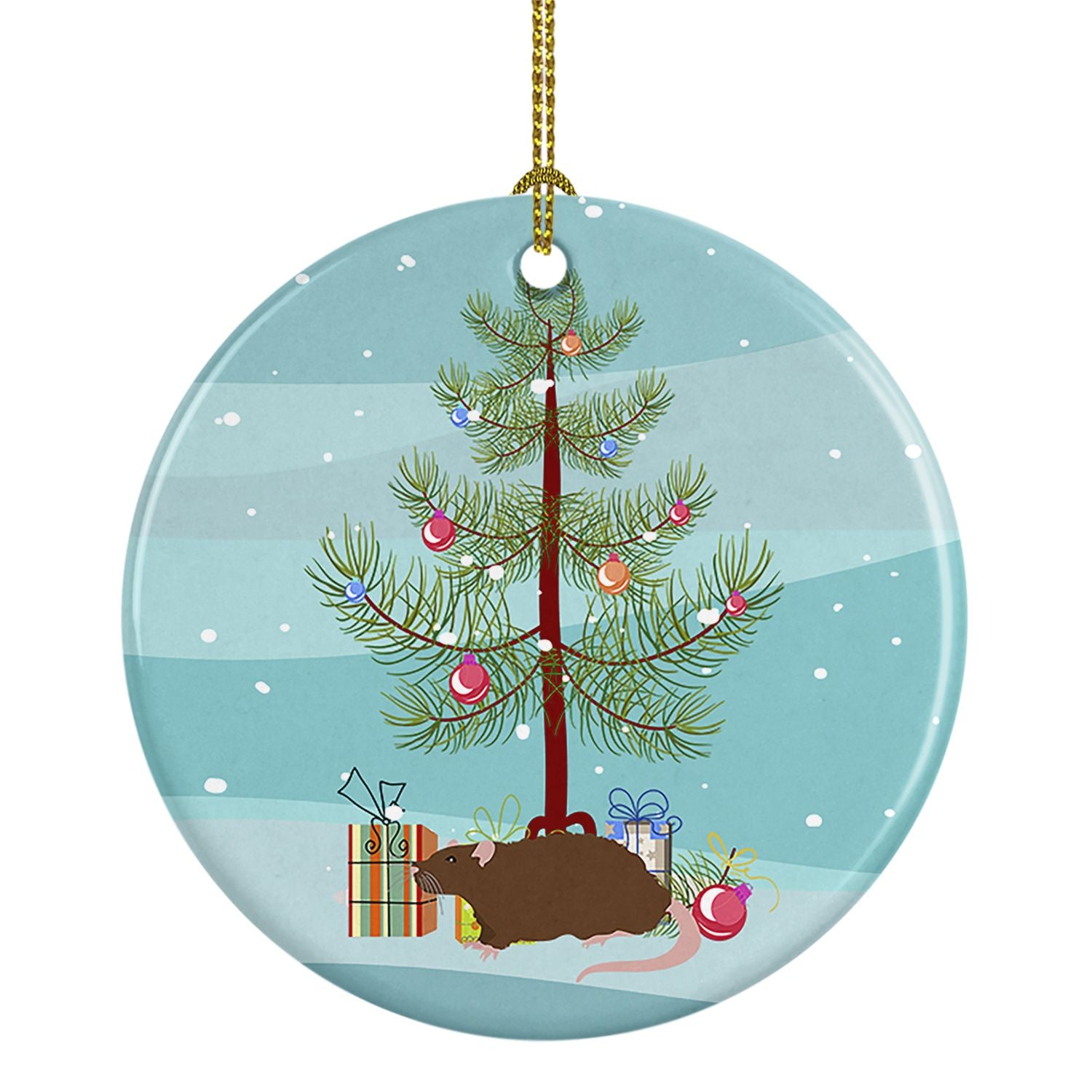 Rex Rat Merry Christmas Ceramic Ornament Christmas Tree Hanging Decorations for Home Christmas Holiday, Party, Gift, 3 in, Multi