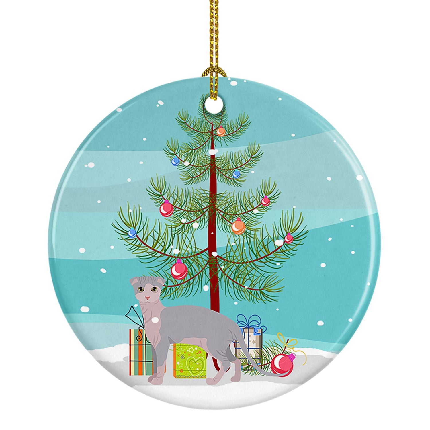 NEW Ukrainian Levkoy Cat Christmas Ceramic Ornament Christmas Tree Hanging Decorations for Home Christmas Holiday, Party, Gift, 