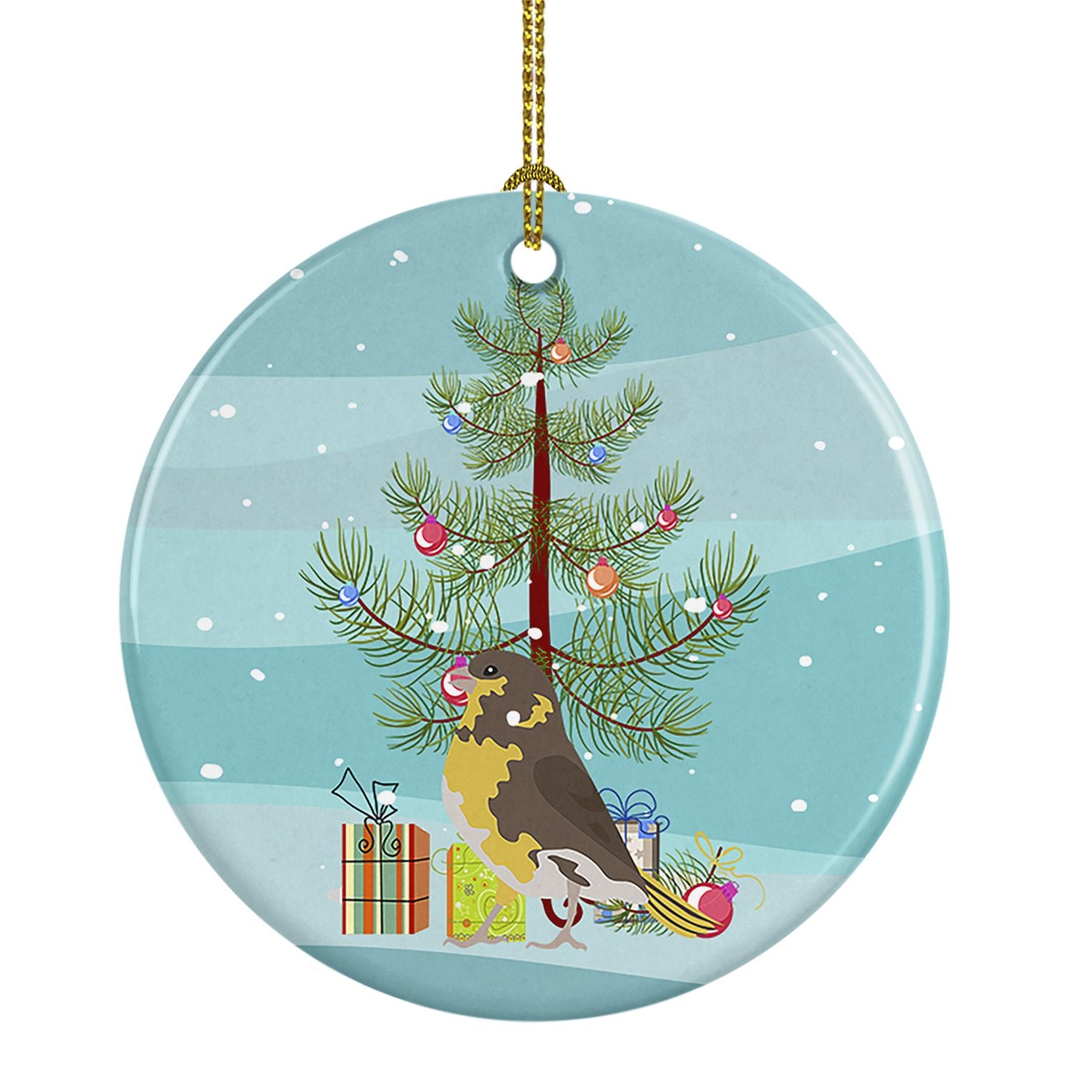 Spanish Canary Merry Christmas Ceramic Ornament Christmas Tree Hanging Decorations for Home Christmas Holiday, Party, Gift, 3 in
