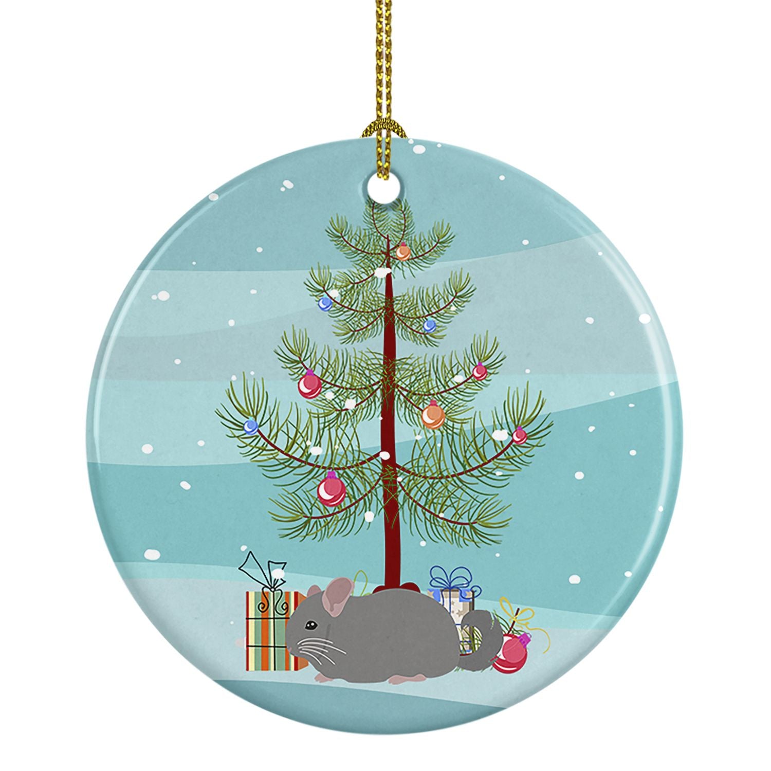 Agouti Chinchilla Merry Christmas Ceramic Ornament Christmas Tree Hanging Decorations for Home Christmas Holiday, Party, Gift, 3