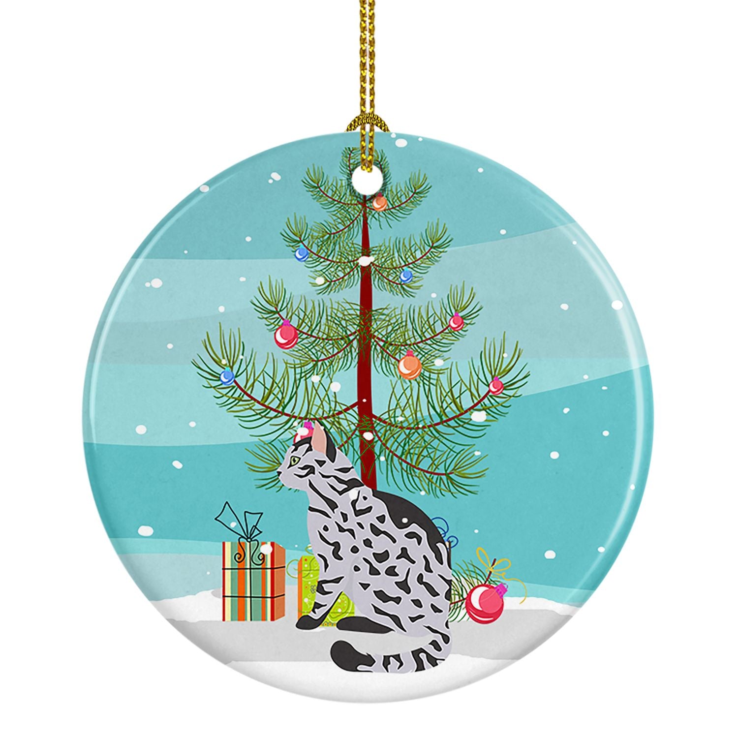 NEW Serengeti Cat Christmas Ceramic Ornament Christmas Tree Hanging Decorations for Home Christmas Holiday, Party, Gift, 3 in, M