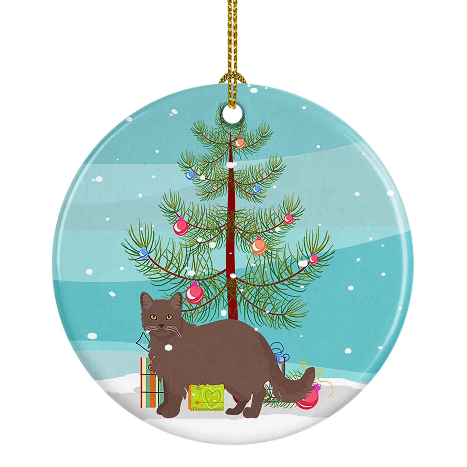 NEW York Chocolate Cat Christmas Ceramic Ornament Christmas Tree Hanging Decorations for Home Christmas Holiday, Party, Gift, 3 