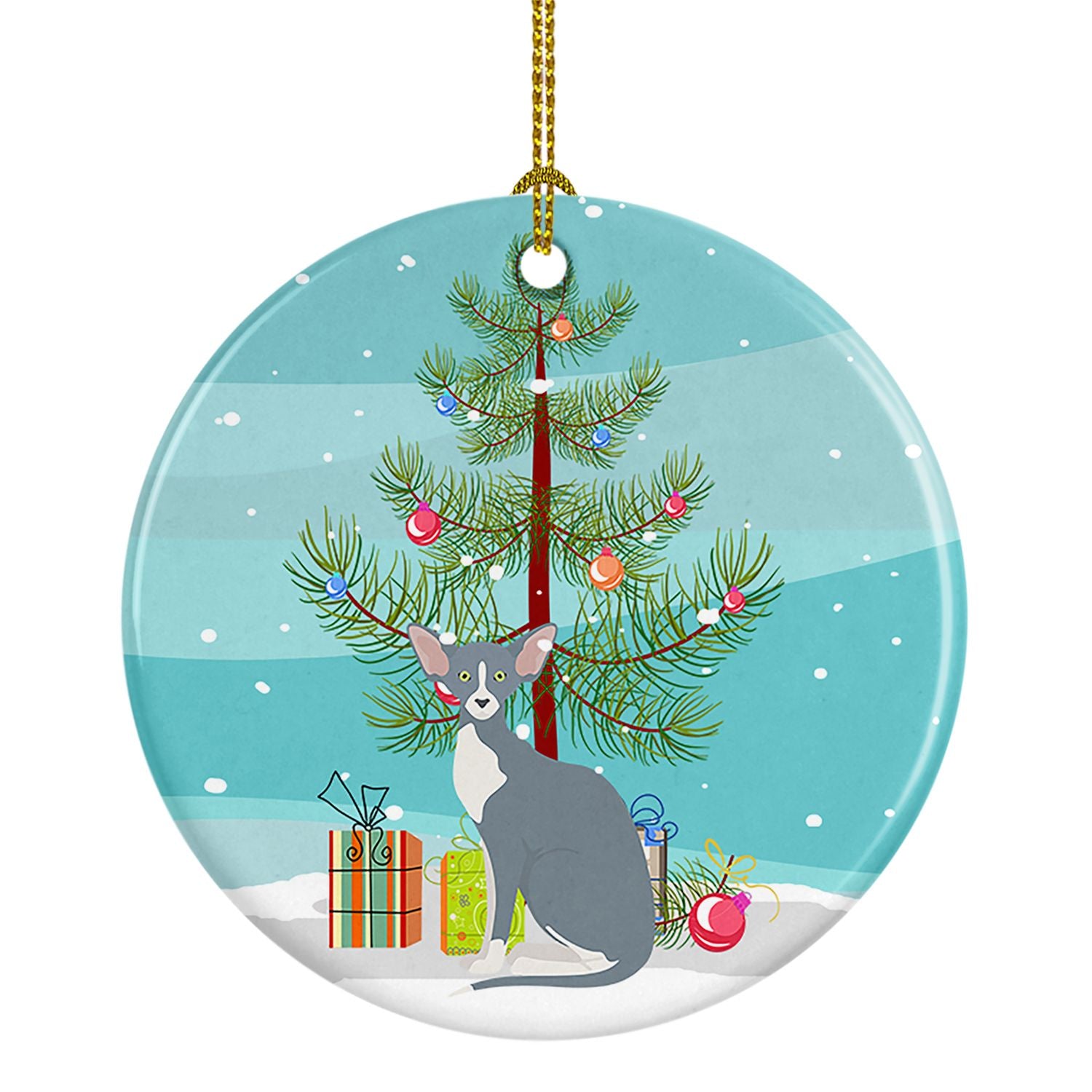 NEW Peterbald Cat Merry Christmas Ceramic Ornament Christmas Tree Hanging Decorations for Home Christmas Holiday, Party, Gift, 3