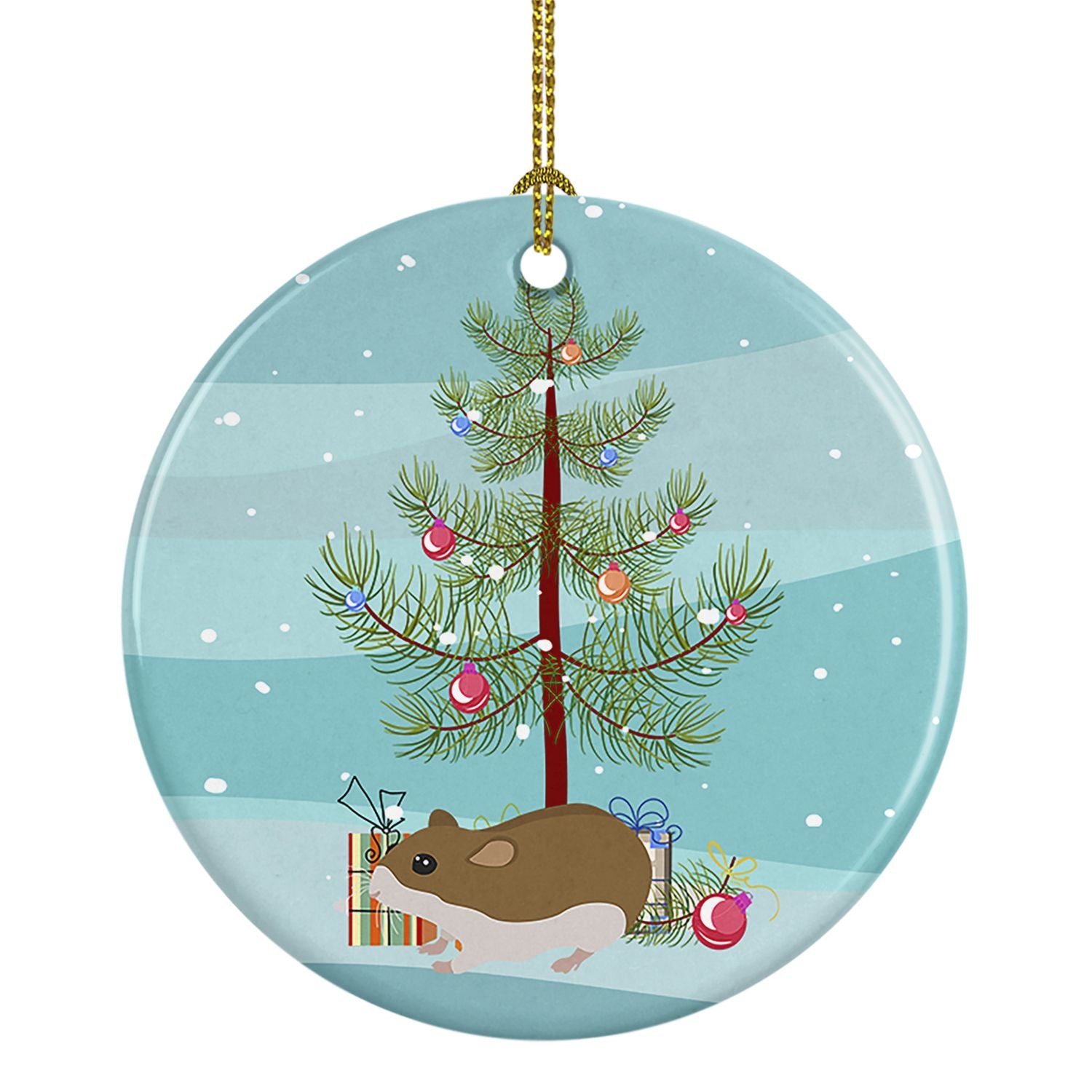 Chinese Hamster Merry Christmas Ceramic Ornament Christmas Tree Hanging Decorations for Home Christmas Holiday, Party, Gift, 3 i