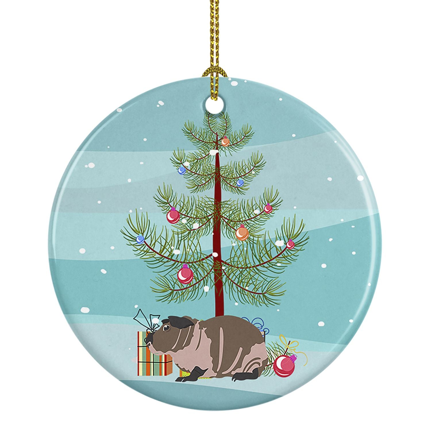 Skinny Guinea Pig Merry Christmas Ceramic Ornament Christmas Tree Hanging Decorations for Home Christmas Holiday, Party, Gift, 3