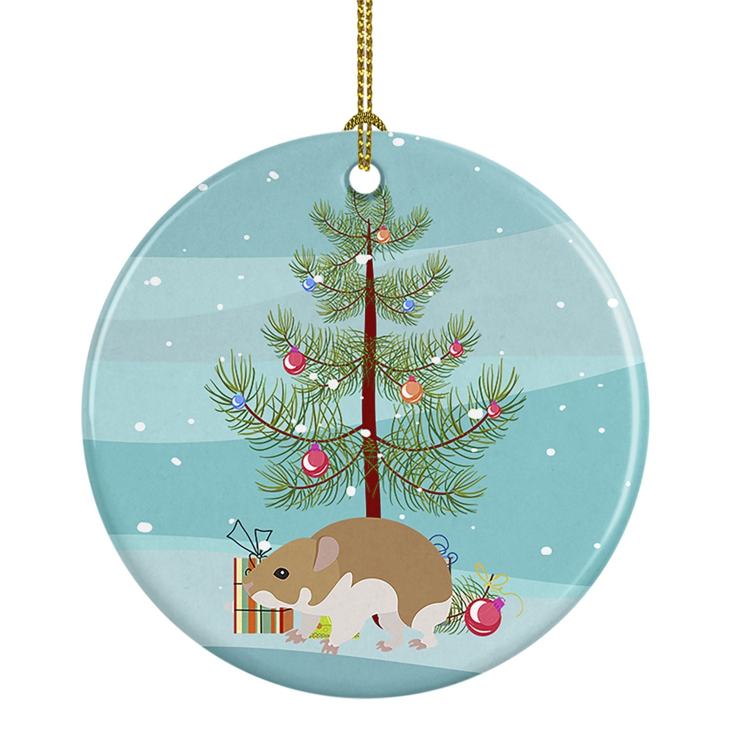 Turkish Hamster Merry Christmas Ceramic Ornament Christmas Tree Hanging Decorations for Home Christmas Holiday, Party, Gift, 3 i