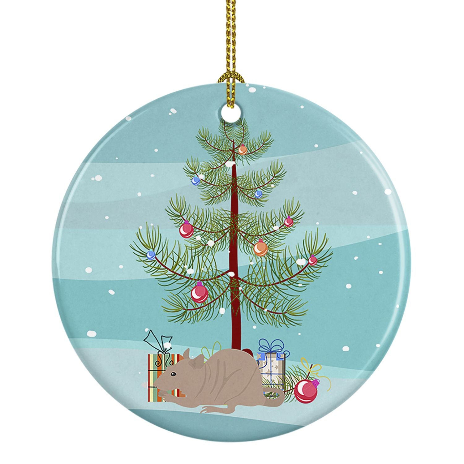 Fuzz Rat Merry Christmas Ceramic Ornament Christmas Tree Hanging Decorations for Home Christmas Holiday, Party, Gift, 3 in, Mult