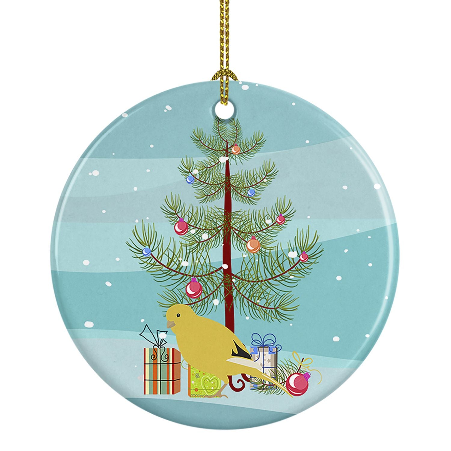 Border Canary Merry Christmas Ceramic Ornament Christmas Tree Hanging Decorations for Home Christmas Holiday, Party, Gift, 3 in,