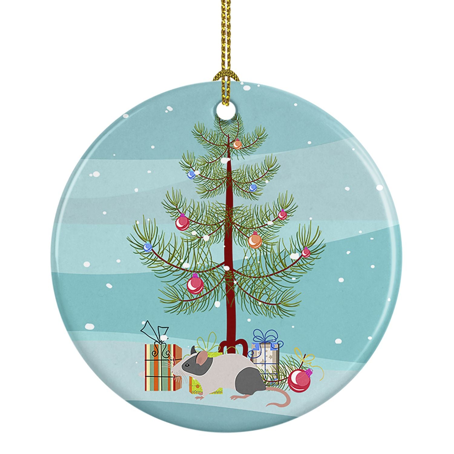 Japanese Mouse Merry Christmas Ceramic Ornament Christmas Tree Hanging Decorations for Home Christmas Holiday, Party, Gift, 3 in