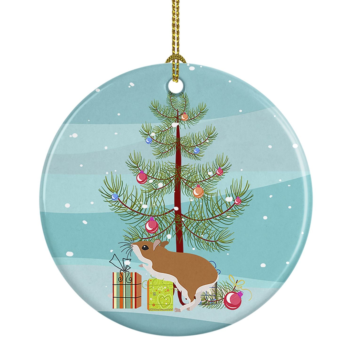 White Legged Hamster Merry Christmas Ceramic Ornament Christmas Tree Hanging Decorations for Home Christmas Holiday, Party, Gift