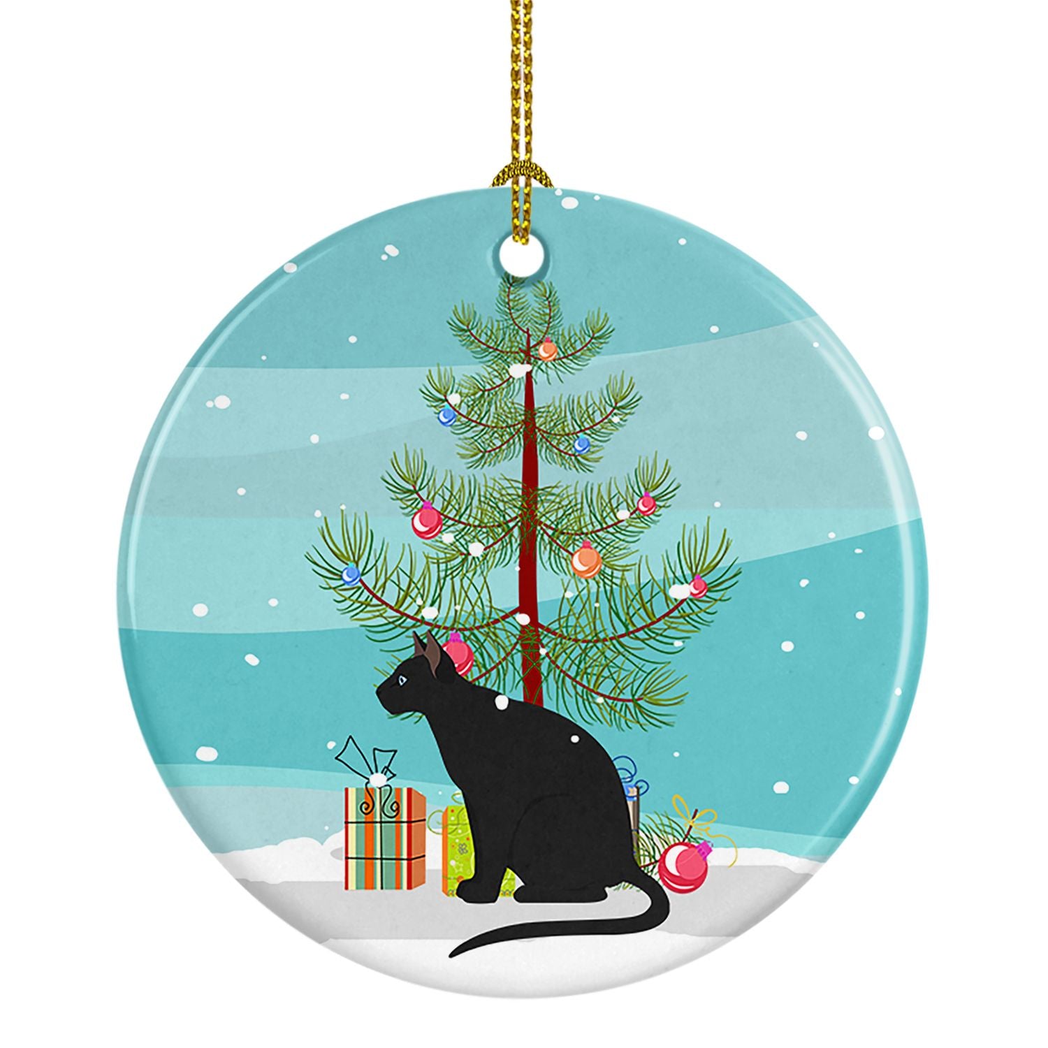 NEW Ojos Azules Cat Christmas Ceramic Ornament Christmas Tree Hanging Decorations for Home Christmas Holiday, Party, Gift, 3 in,