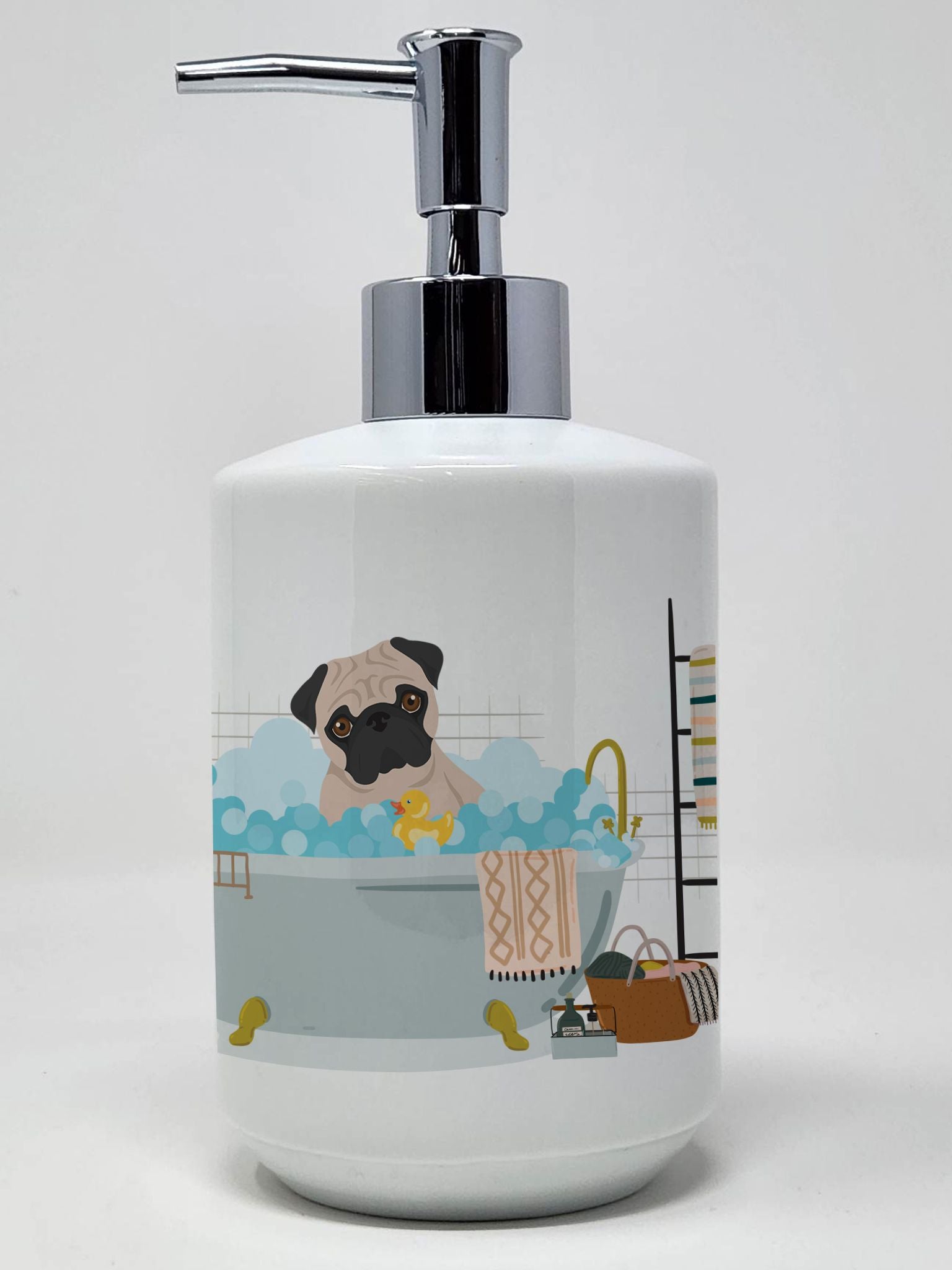 Fawn Pug Ceramic Soap Dispenser Hand Soap Dispenser Pump Bottles for Bathroom Kitchen, Empty Refillable Liquid Soap Container