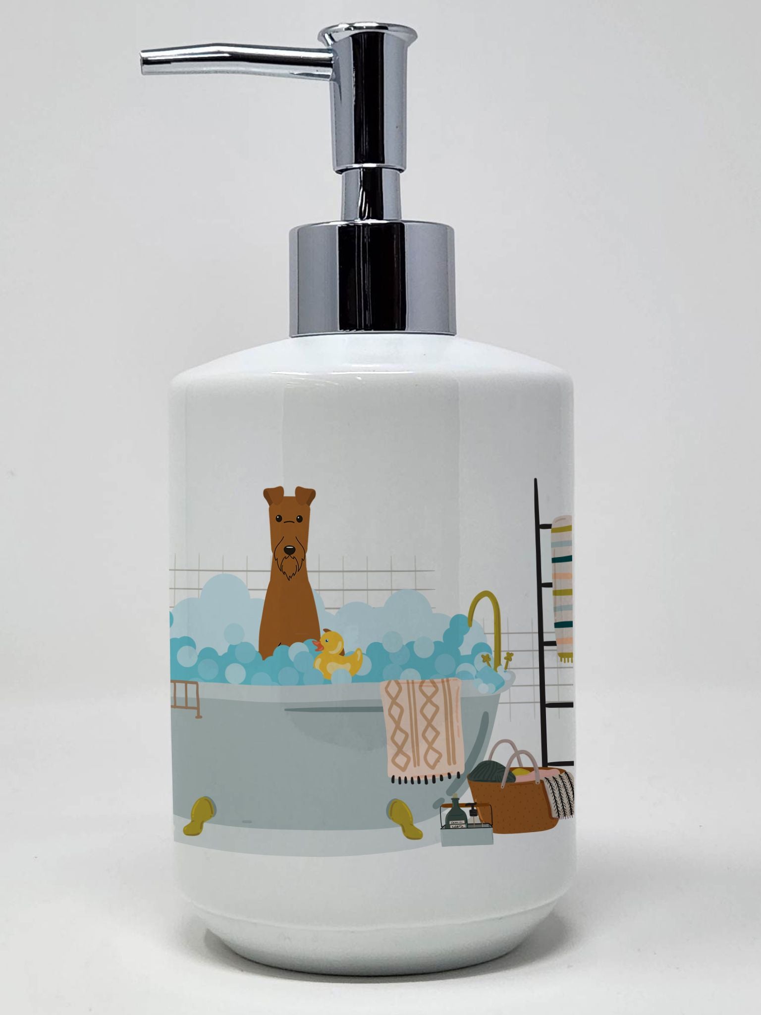 Irish Terrier in Bathtub Ceramic Soap Dispenser Hand Soap Dispenser Pump Bottles for Bathroom Kitchen, Empty Refillable Liquid S