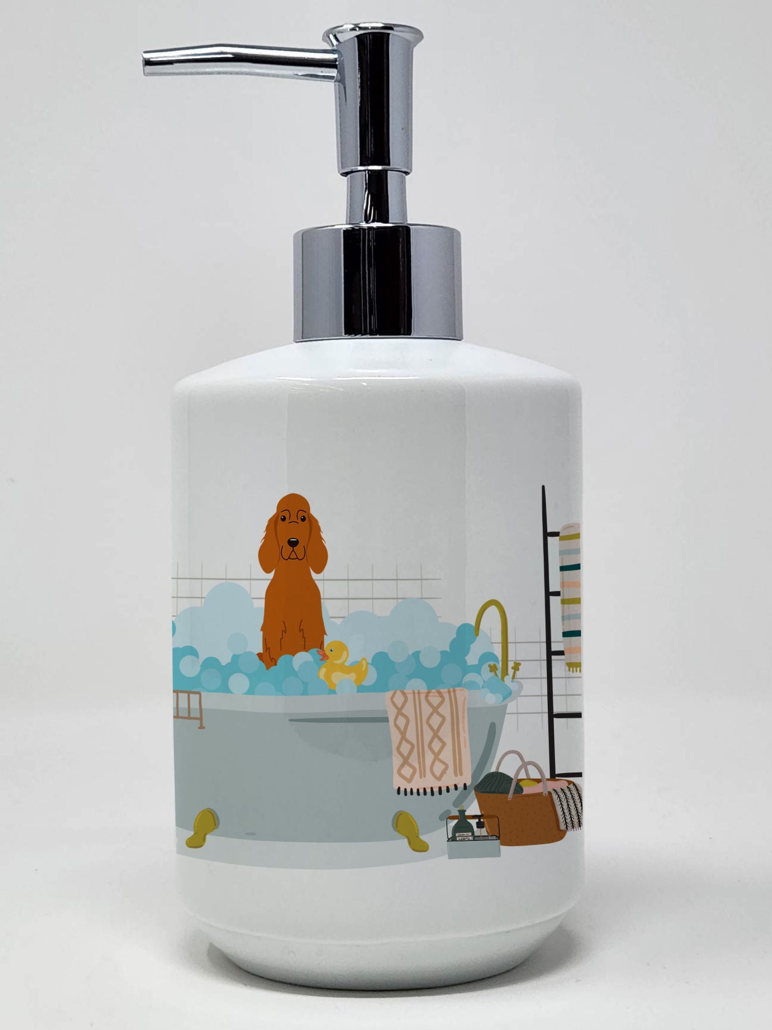 Irish Setter in Bathtub Ceramic Soap Dispenser Hand Soap Dispenser Pump Bottles for Bathroom Kitchen, Empty Refillable Liquid So