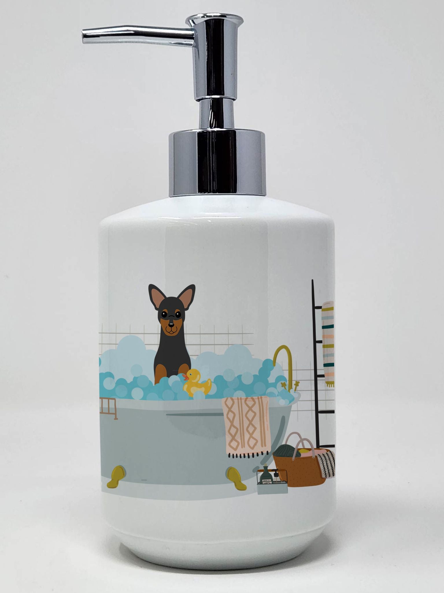 Manchester Terrier in Bathtub Ceramic Soap Dispenser Hand Soap Dispenser Pump Bottles for Bathroom Kitchen, Empty Refillable Liq