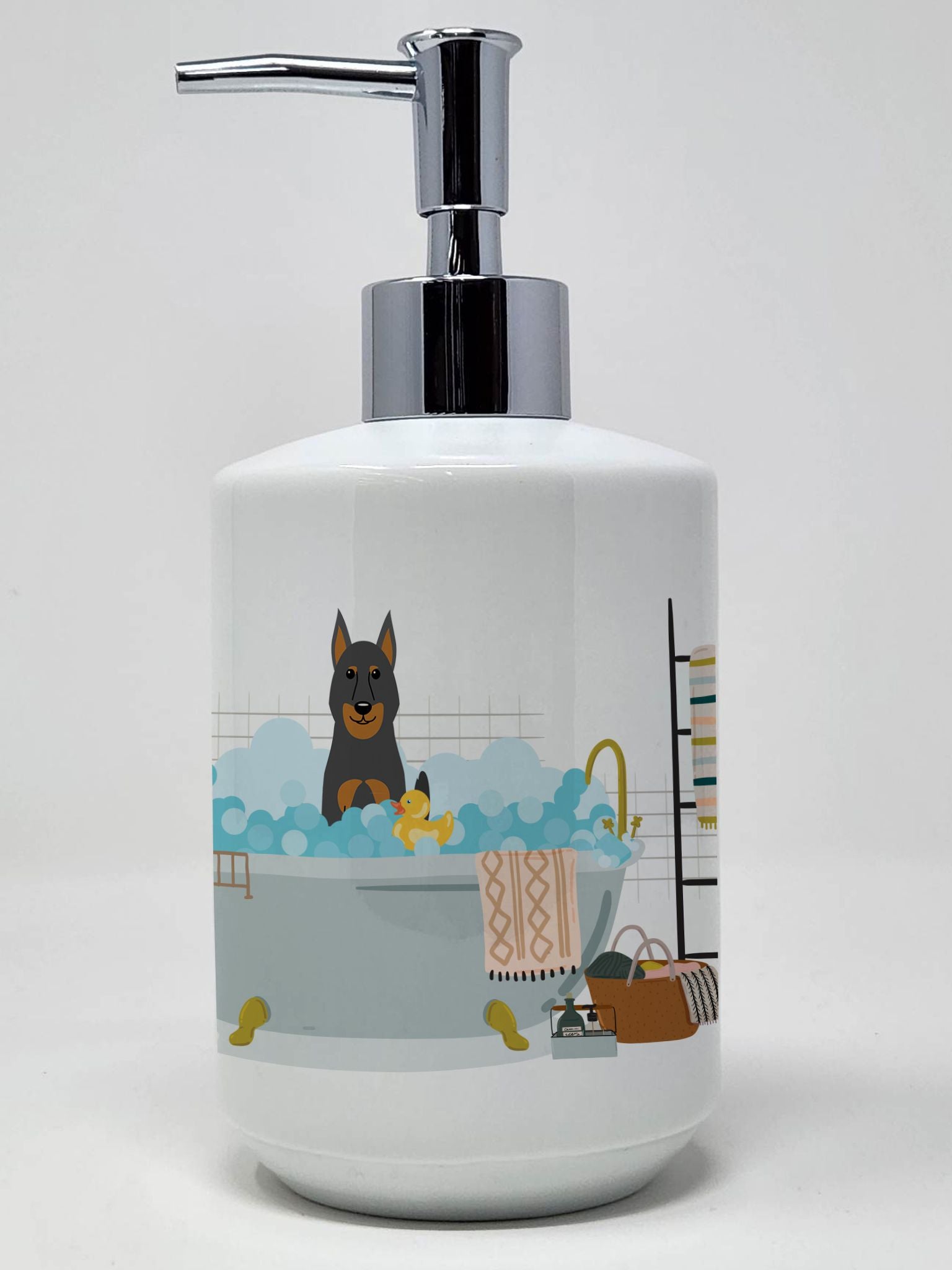 Beauce Shepherd Dog in Bathtub Ceramic Soap Dispenser Hand Soap Dispenser Pump Bottles for Bathroom Kitchen, Empty Refillable Li